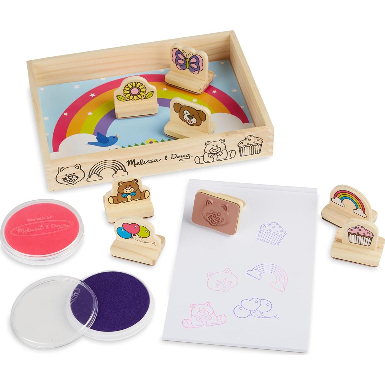 Juego de Sellos de Madera Melissa & Doug 8 Sellos y 2 Tintas