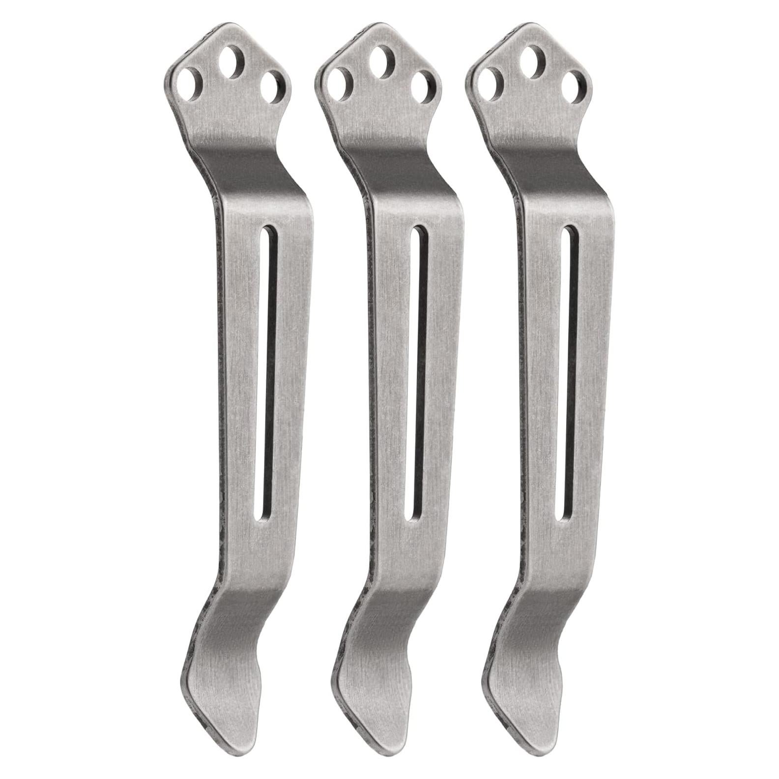 Clip de bolsillo KeyUnity KA23 para cuchillos - Acero inoxidable, paquete de 3