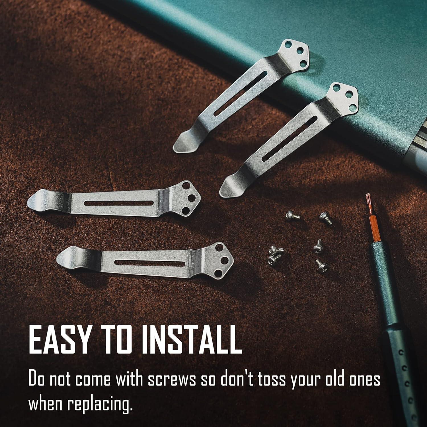 Clip de bolsillo KeyUnity KA23 para cuchillos - Acero inoxidable, paquete de 3