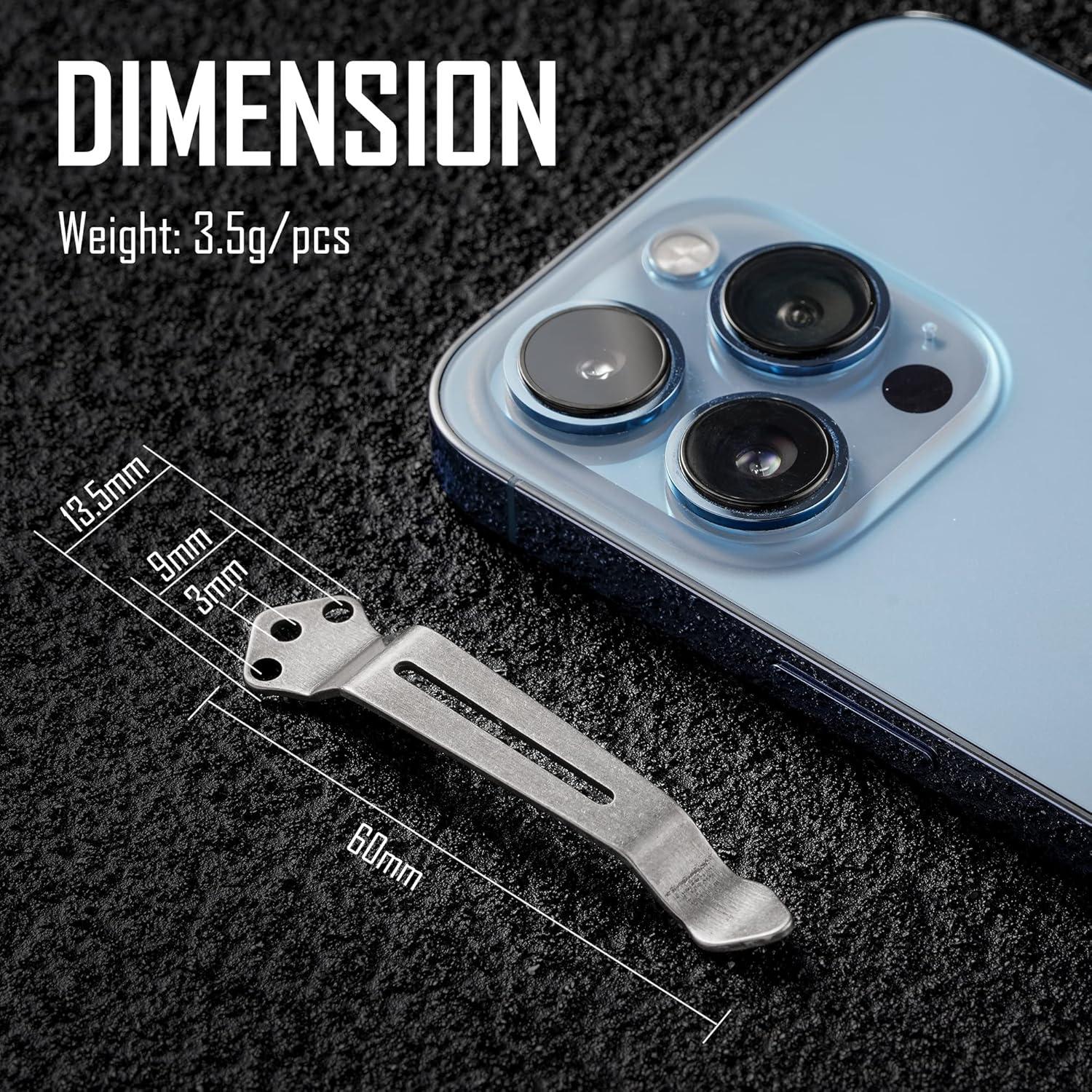 Clip de bolsillo KeyUnity KA23 para cuchillos - Acero inoxidable, paquete de 3