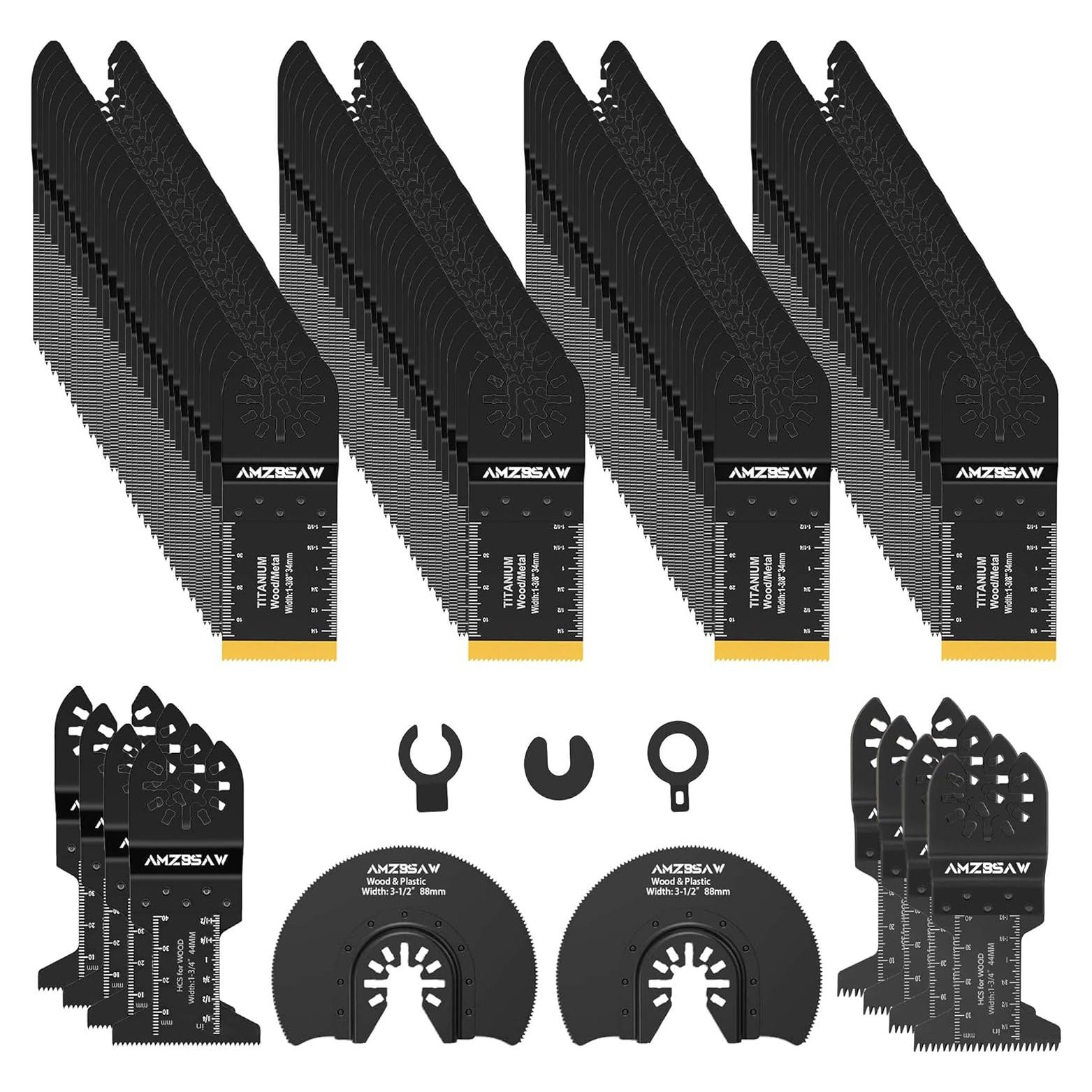 Kits de Cuchillas Oscilantes 100 Pcs AMZBSAW - 6 Tipos Multiuso