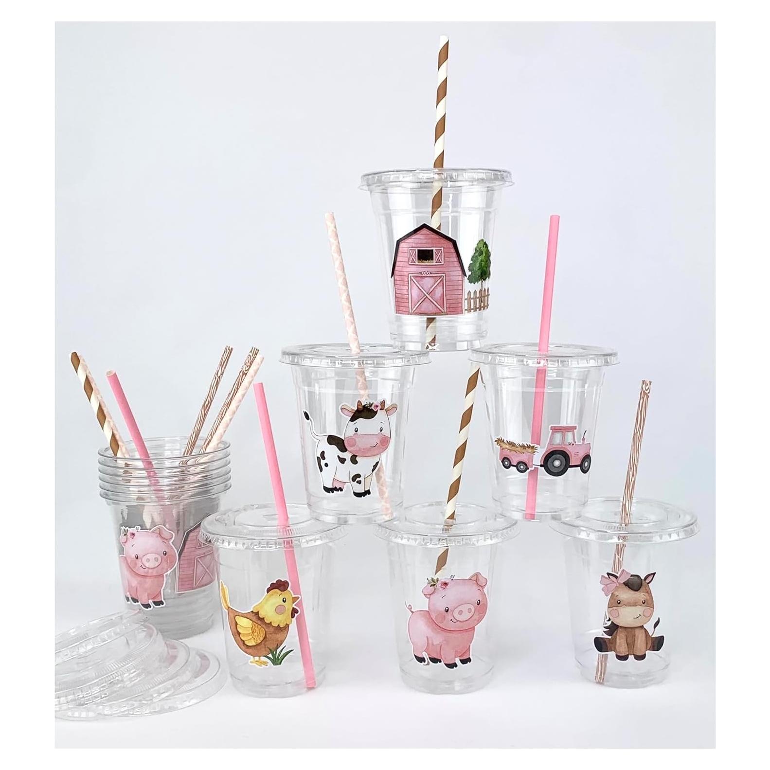 Vasos de Plástico Stesha Party 12 oz Granja Rosa Set 12