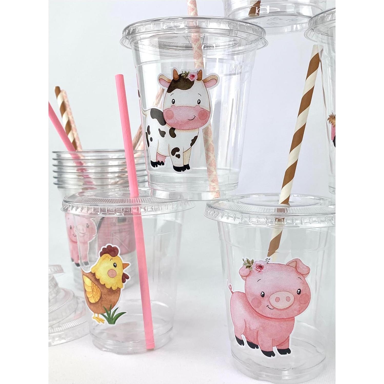 Vasos de Plástico Stesha Party 12 oz Granja Rosa Set 12