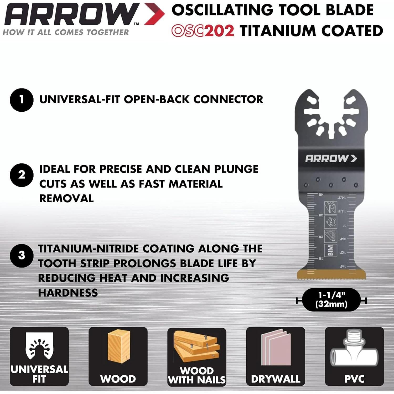 Hojas Oscilantes Bi-Metal Recubiertas de Titanio Arrow 3-Pack