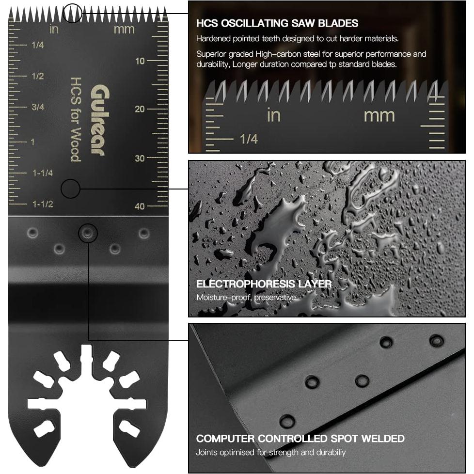 Kit de Cuchillas Oscilantes 20Pcs Gulrear - Precisión Japonesa