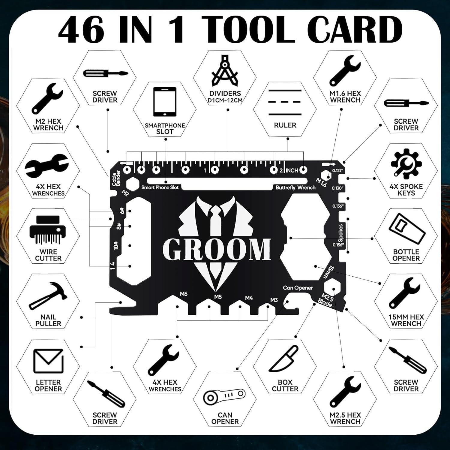 Multiherramienta 46 en 1 Gisafai - 10 Pcs Acero Inoxidable Negro