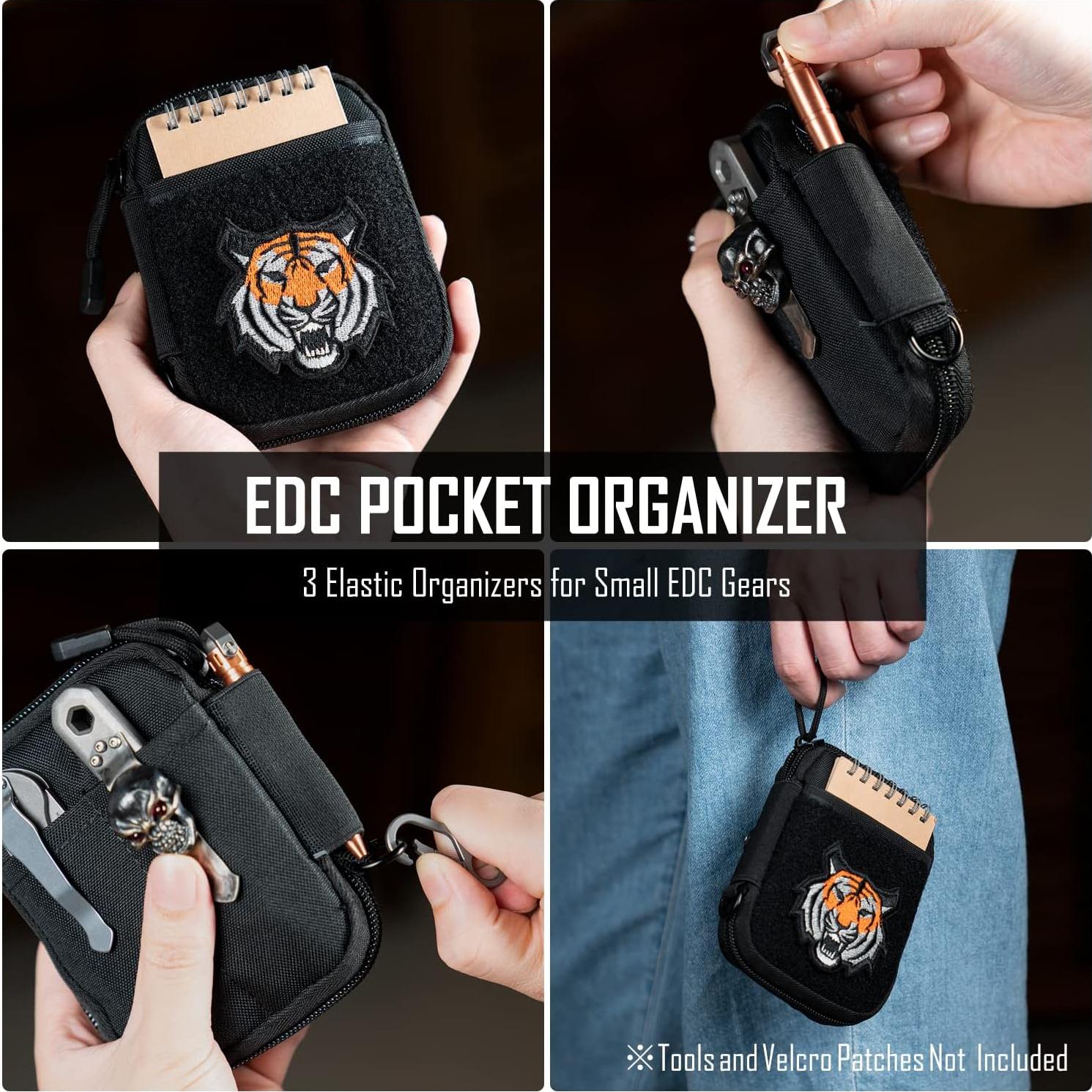 Organizador de Bolsillo EDC Sayram Negro, 8 Compartimentos