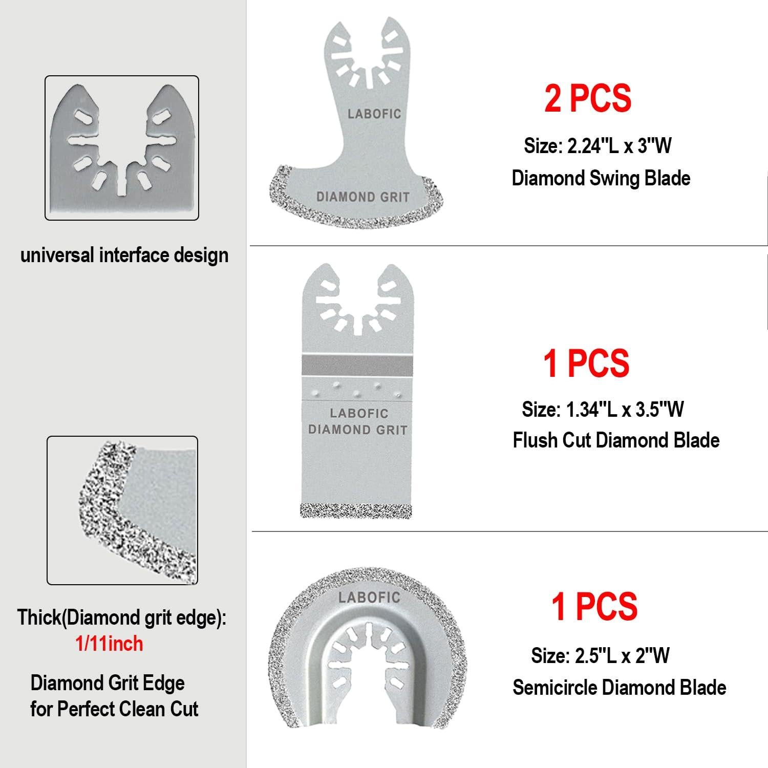 Juego de 4 Hojas de Sierra Oscilante de Diamante LABOFiC