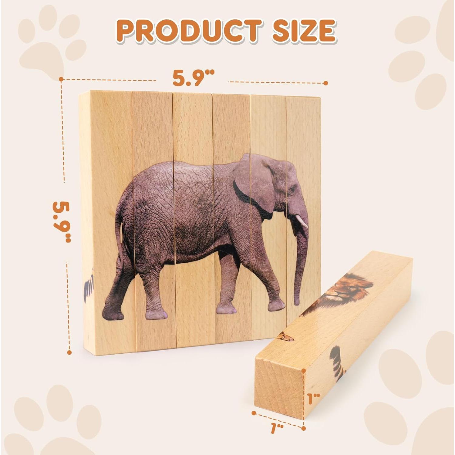 Rompecabezas de Madera PEQUEÑO PEZ Animales Safari 4 en 1