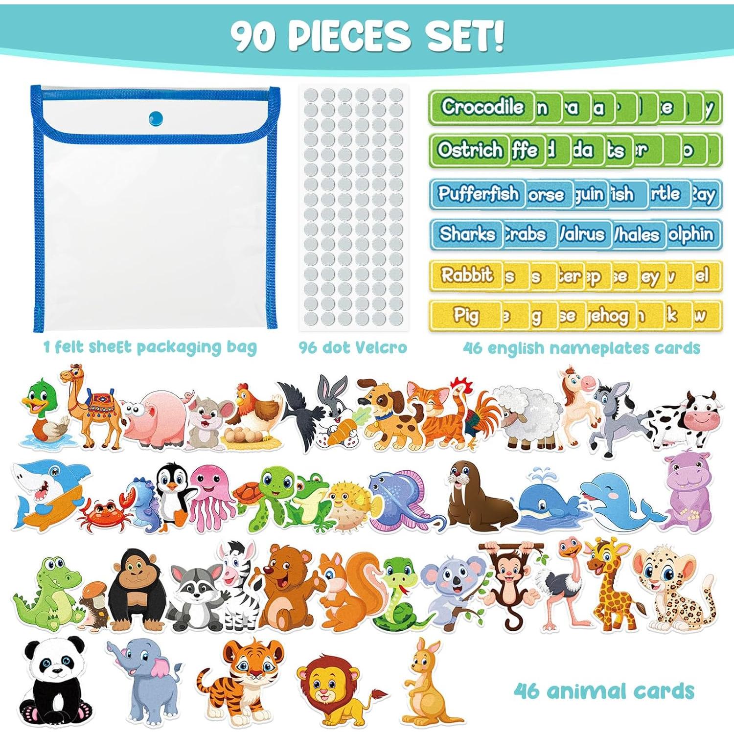 Juego de Animales de Fieltro ALSLEA 90 Piezas Educativo