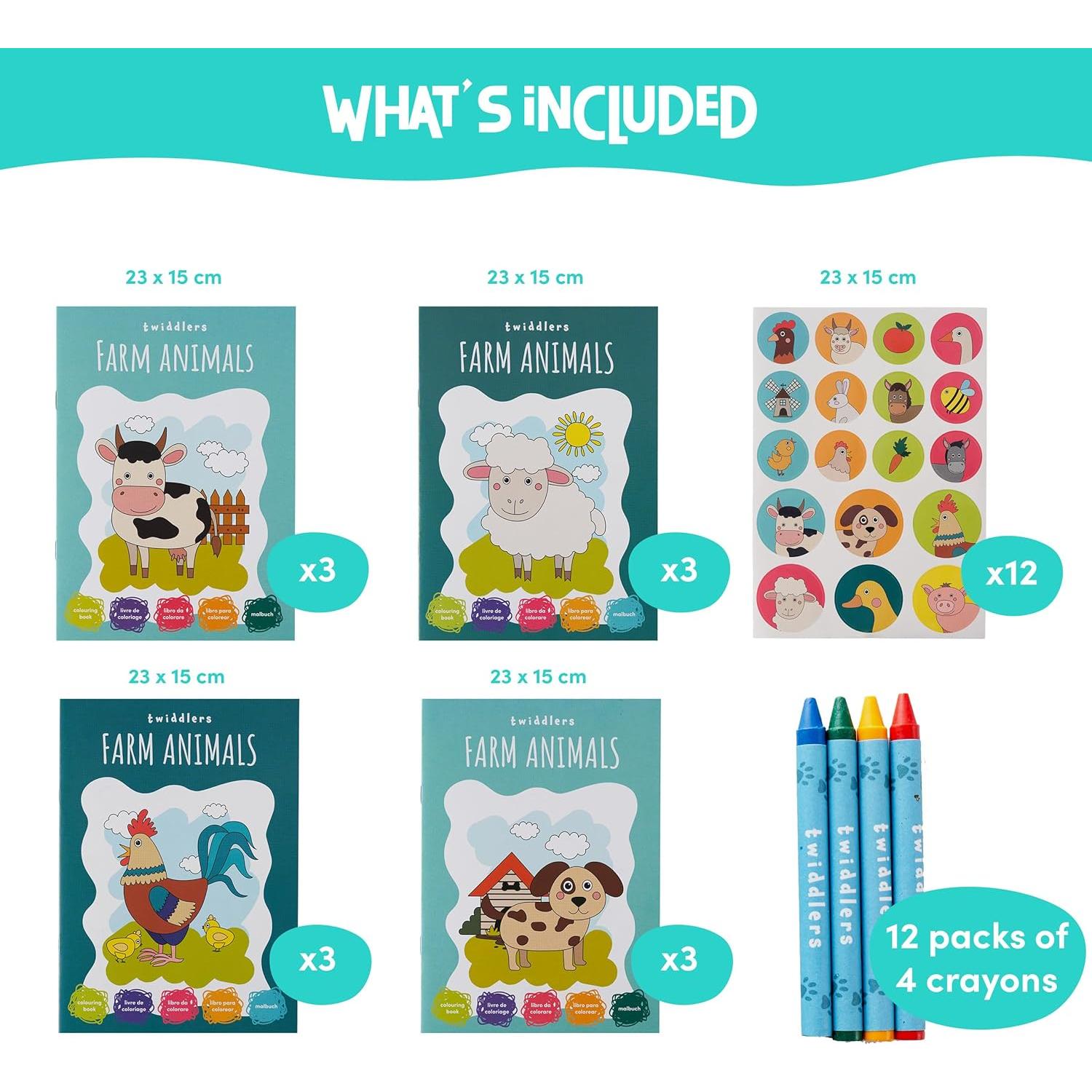 Libros de Colorear Mini THE TWIDDLERS 12 Pzs Animales