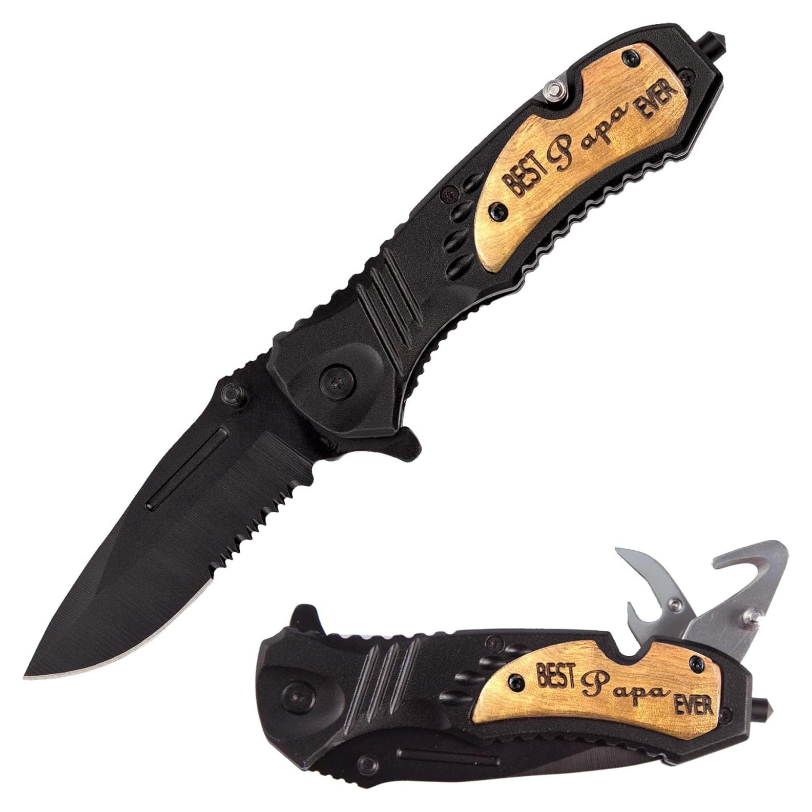 Cuchillo de bolsillo NRONON grabado personalizado con hoja de acero