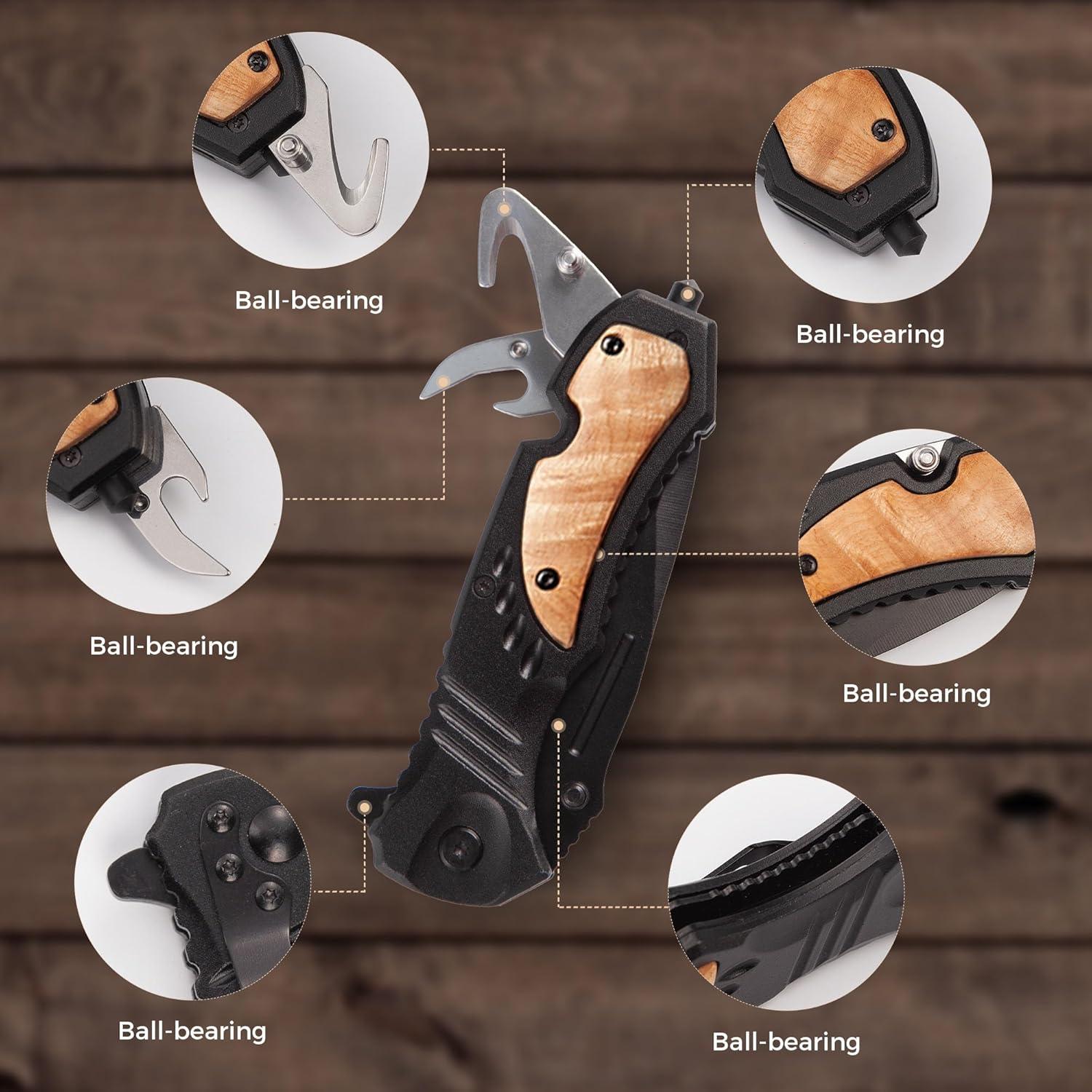 Cuchillo de bolsillo NRONON grabado personalizado con hoja de acero