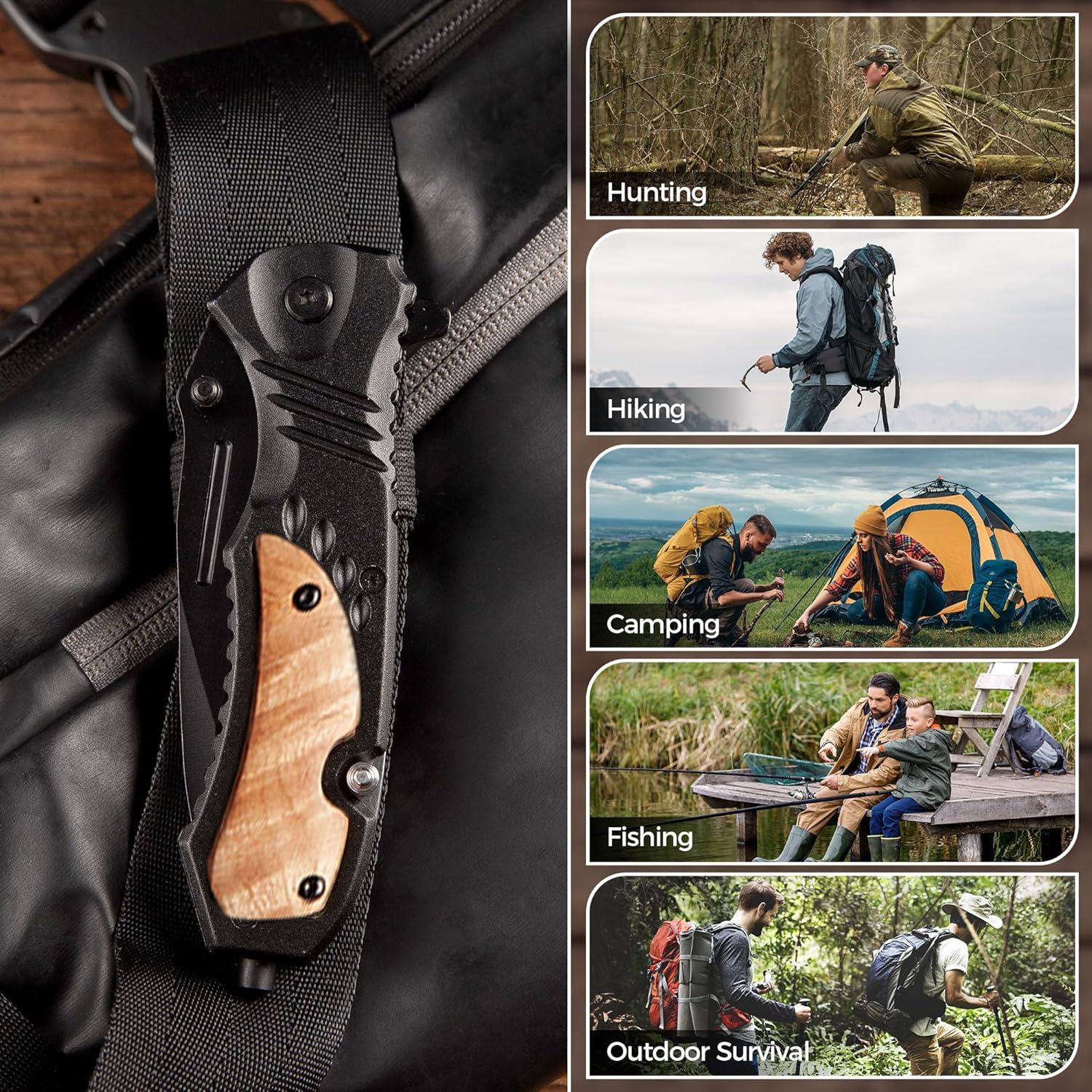 Cuchillo de bolsillo NRONON grabado personalizado con hoja de acero