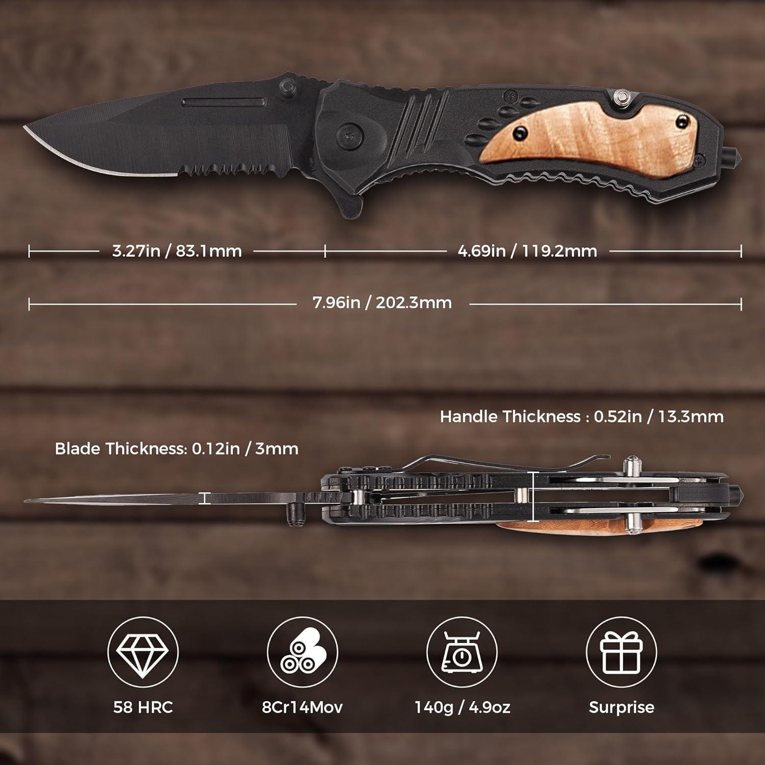 Cuchillo de bolsillo NRONON grabado personalizado con hoja de acero