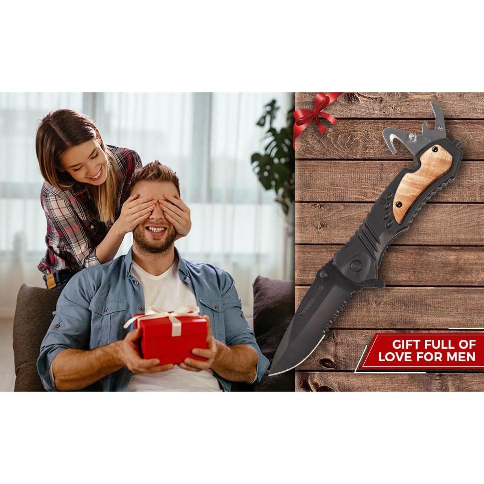 Cuchillo de bolsillo NRONON grabado personalizado con hoja de acero