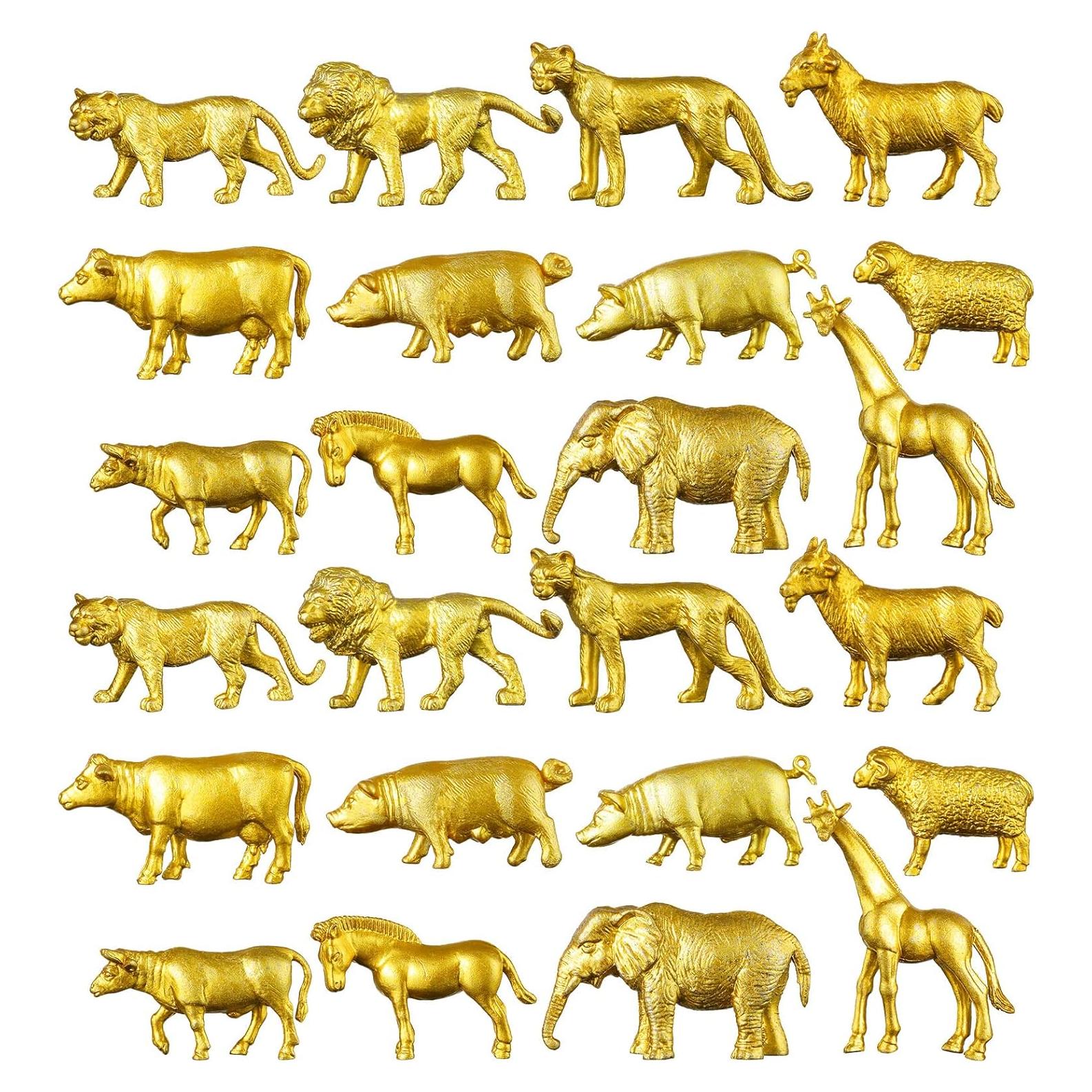 Figuras de Animales Doradas Deekin 24 Pcs Decoración Fiesta