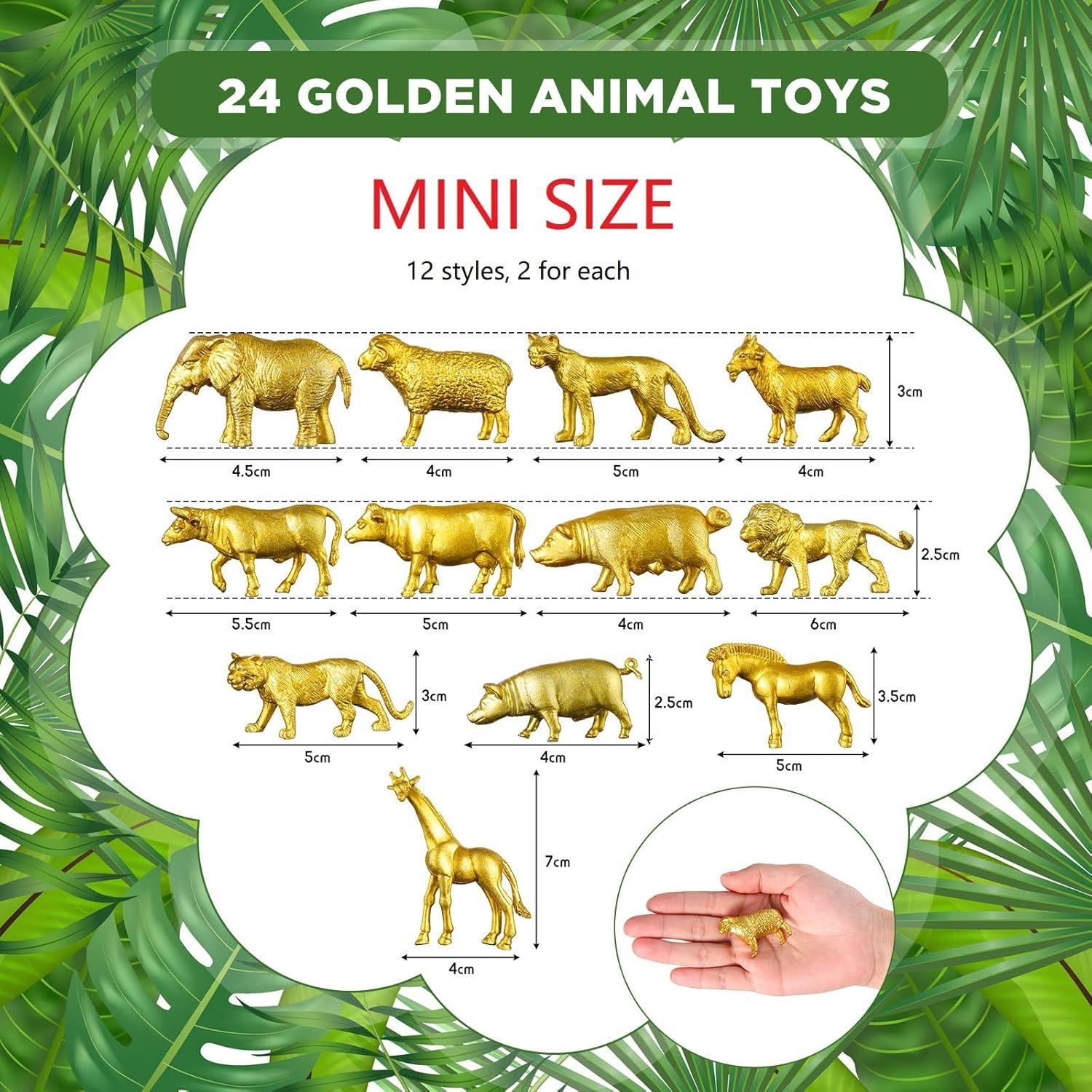 Figuras de Animales Doradas Deekin 24 Pcs Decoración Fiesta