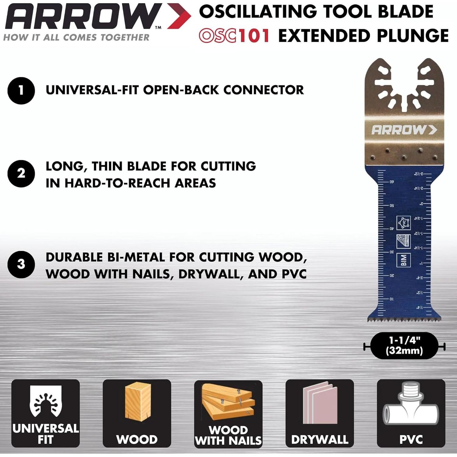Filo Oscilante Bi-Metal Arrow OSC101-1 32mm para Madera y PVC