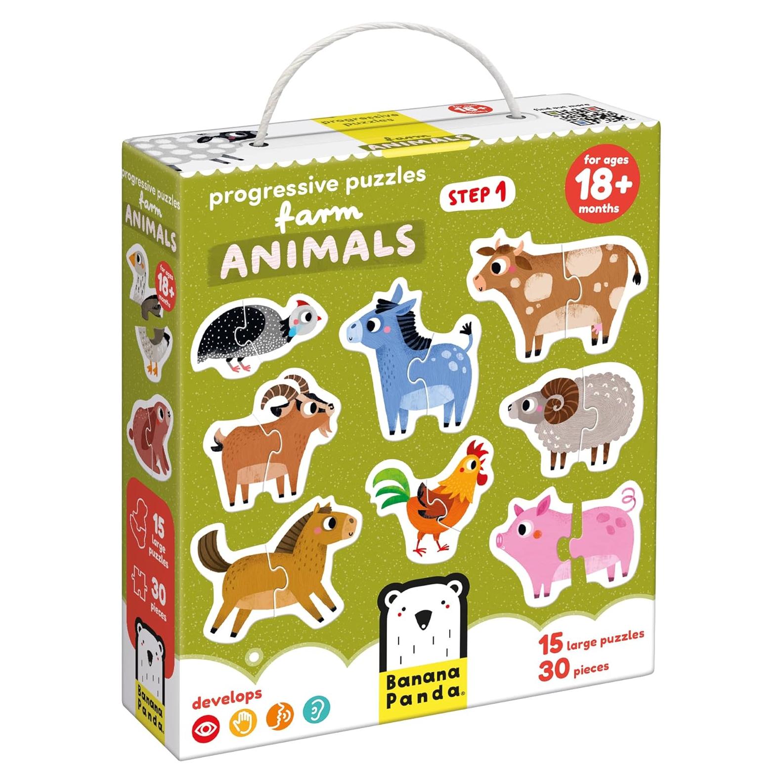 Rompecabezas Progresivos Banana Panda Animales de Granja 18m+