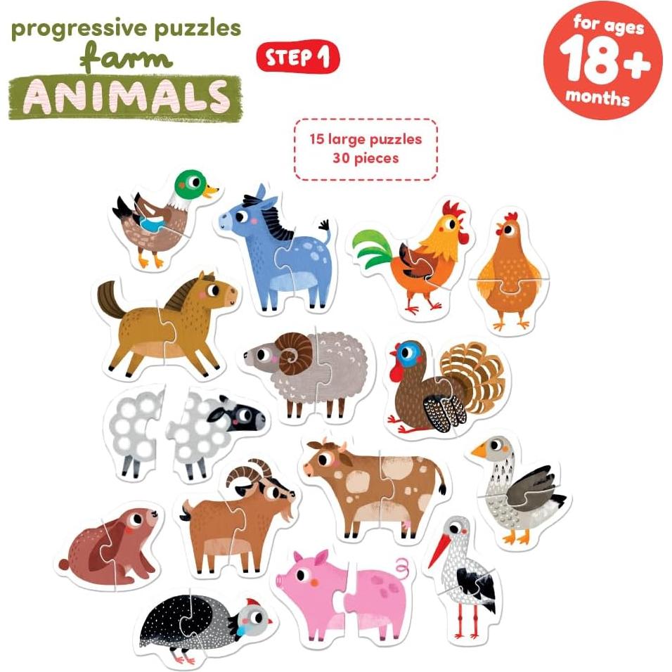 Rompecabezas Progresivos Banana Panda Animales de Granja 18m+