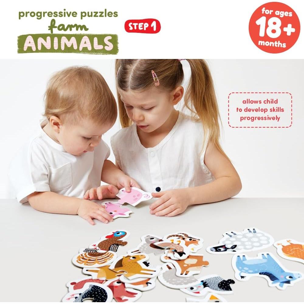 Rompecabezas Progresivos Banana Panda Animales de Granja 18m+