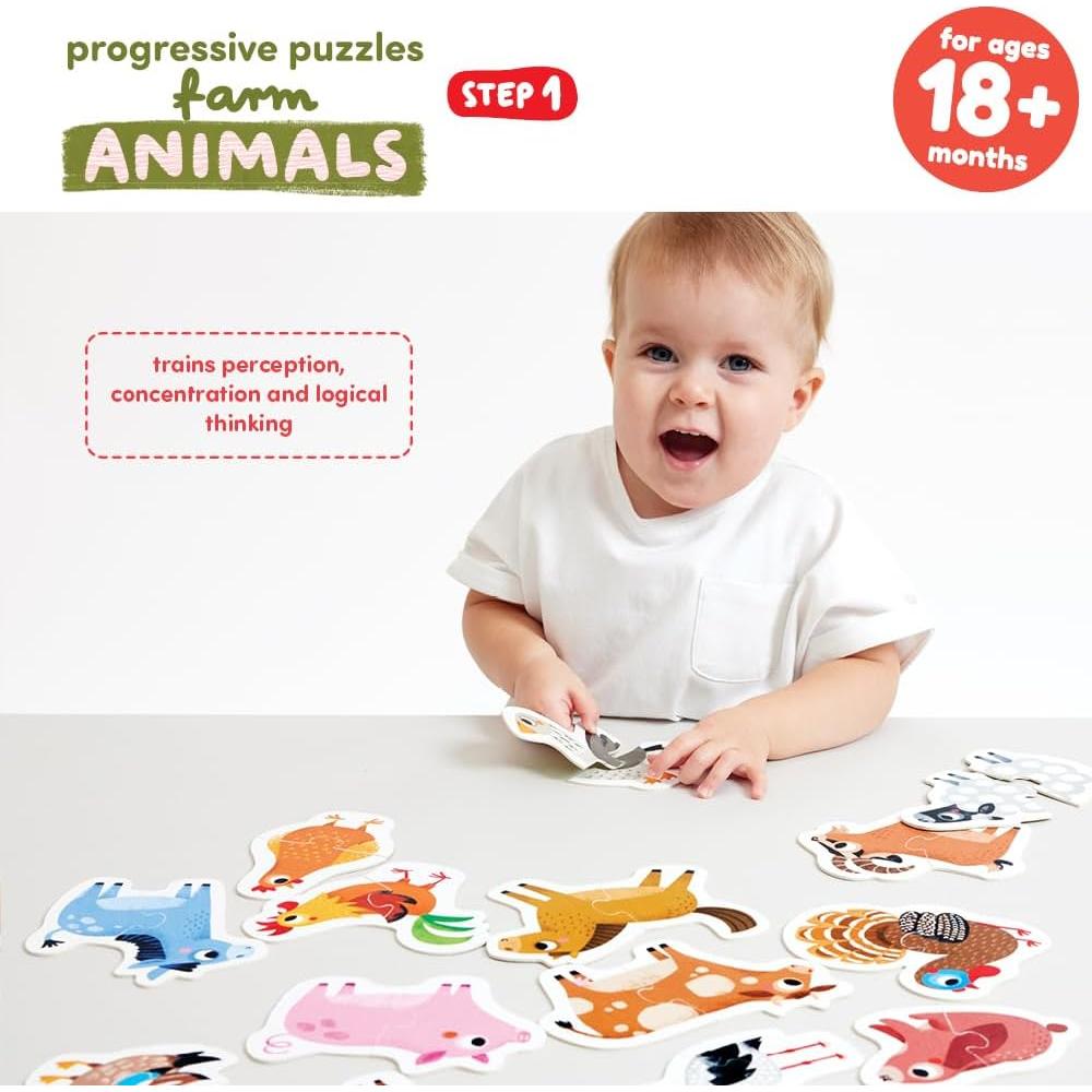 Rompecabezas Progresivos Banana Panda Animales de Granja 18m+