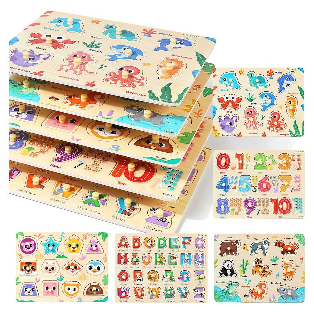 Rompecabezas de Madera GRINNNIE 5 Piezas Educativos Niños