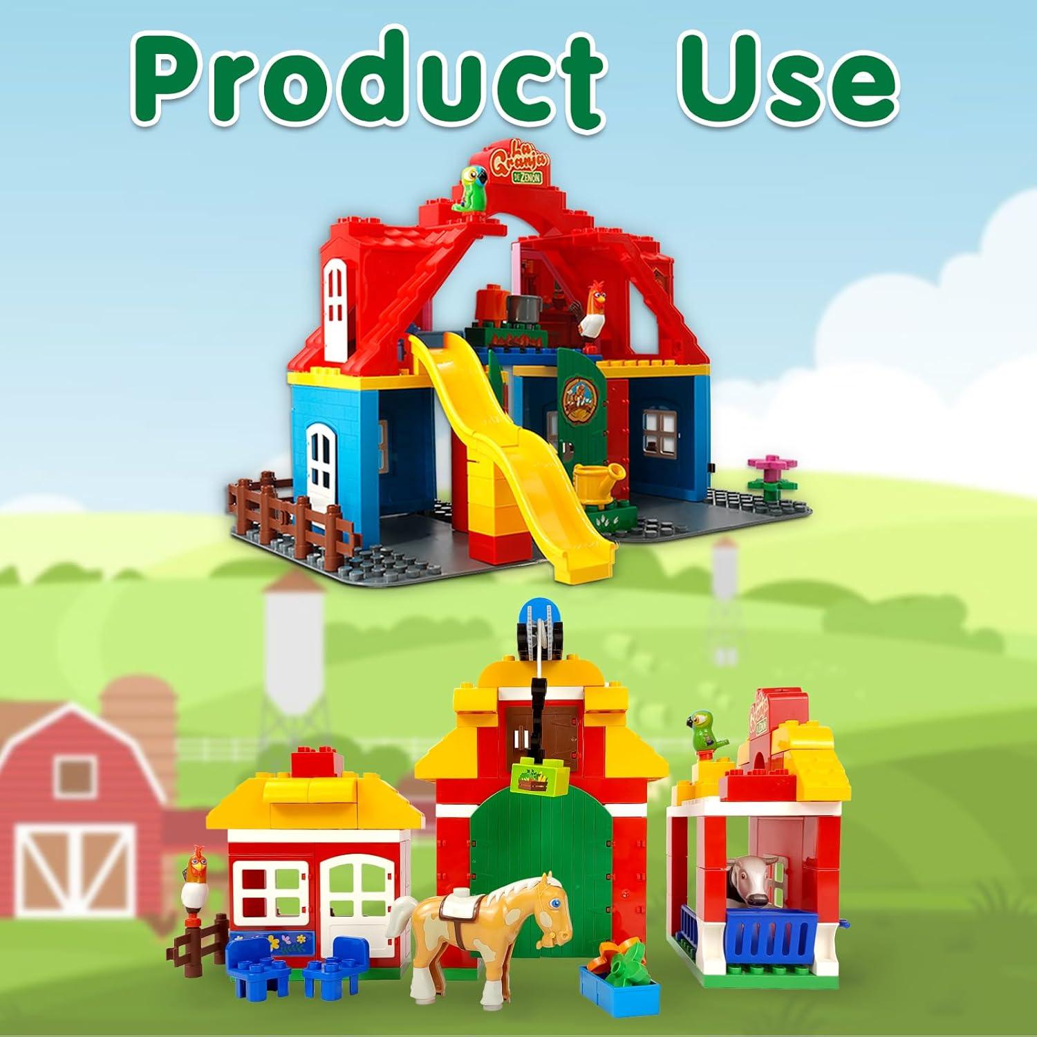 TOYMAKER La Granja de Zenon Bartolito Vaca Lola Farm Animal Dolls Toys for Ages 2-4 Building Block Figures Set with Spanish Music Box as Birthday for Kids