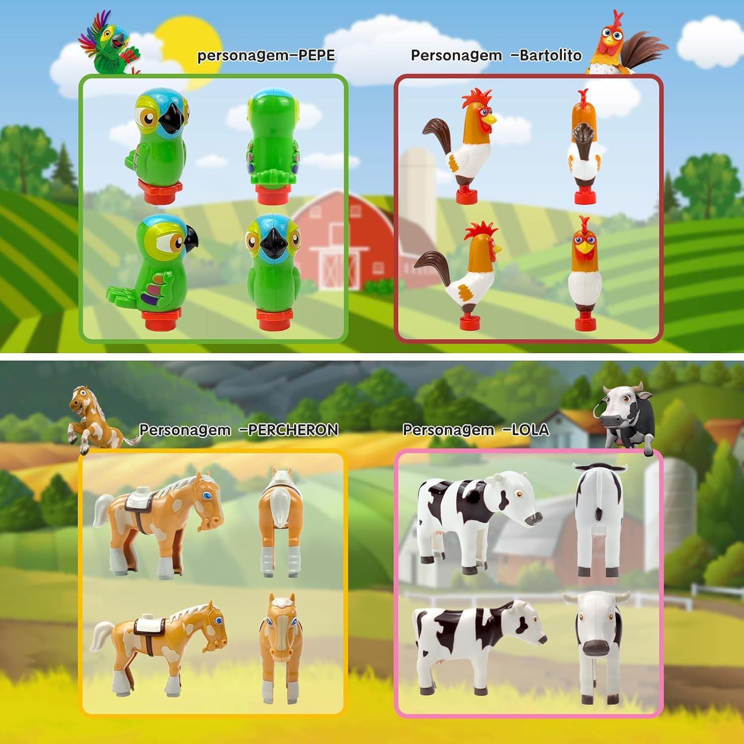 TOYMAKER La Granja de Zenon Bartolito Vaca Lola Farm Animal Dolls Toys for Ages 2-4 Building Block Figures Set with Spanish Music Box as Birthday for Kids