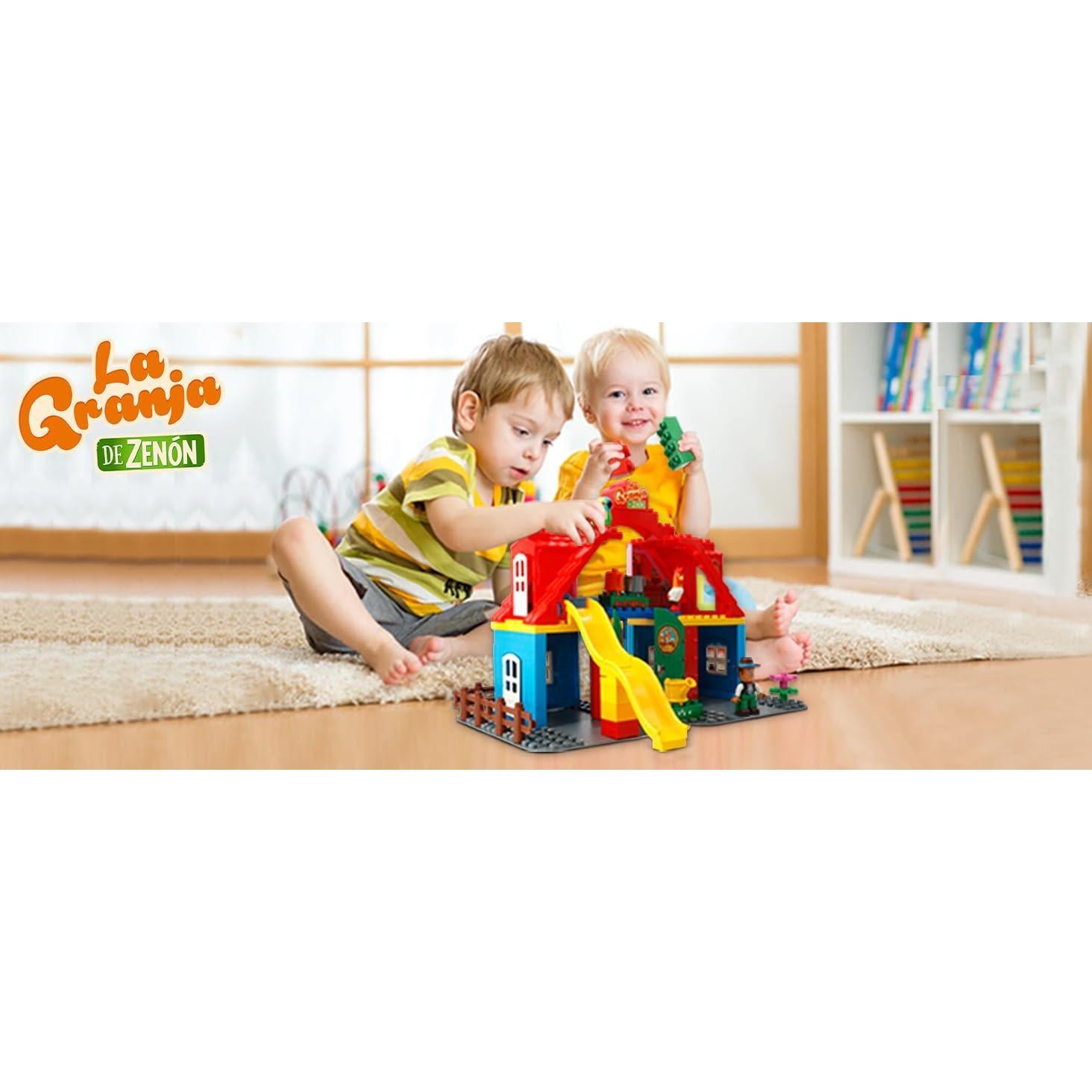 TOYMAKER La Granja de Zenon Bartolito Vaca Lola Farm Animal Dolls Toys for Ages 2-4 Building Block Figures Set with Spanish Music Box as Birthday for Kids