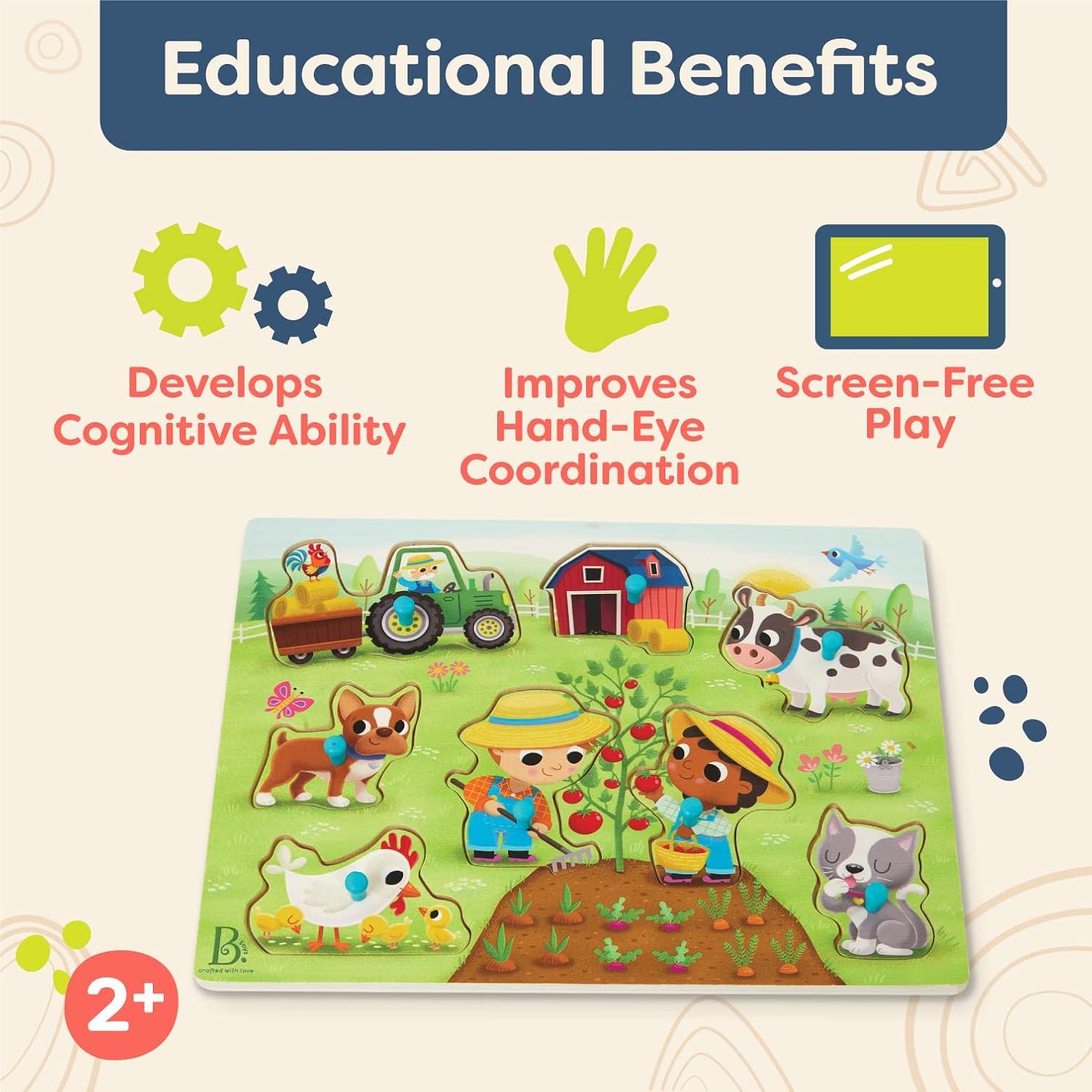 Rompecabezas de Granja B. toys - 8 Piezas de Madera