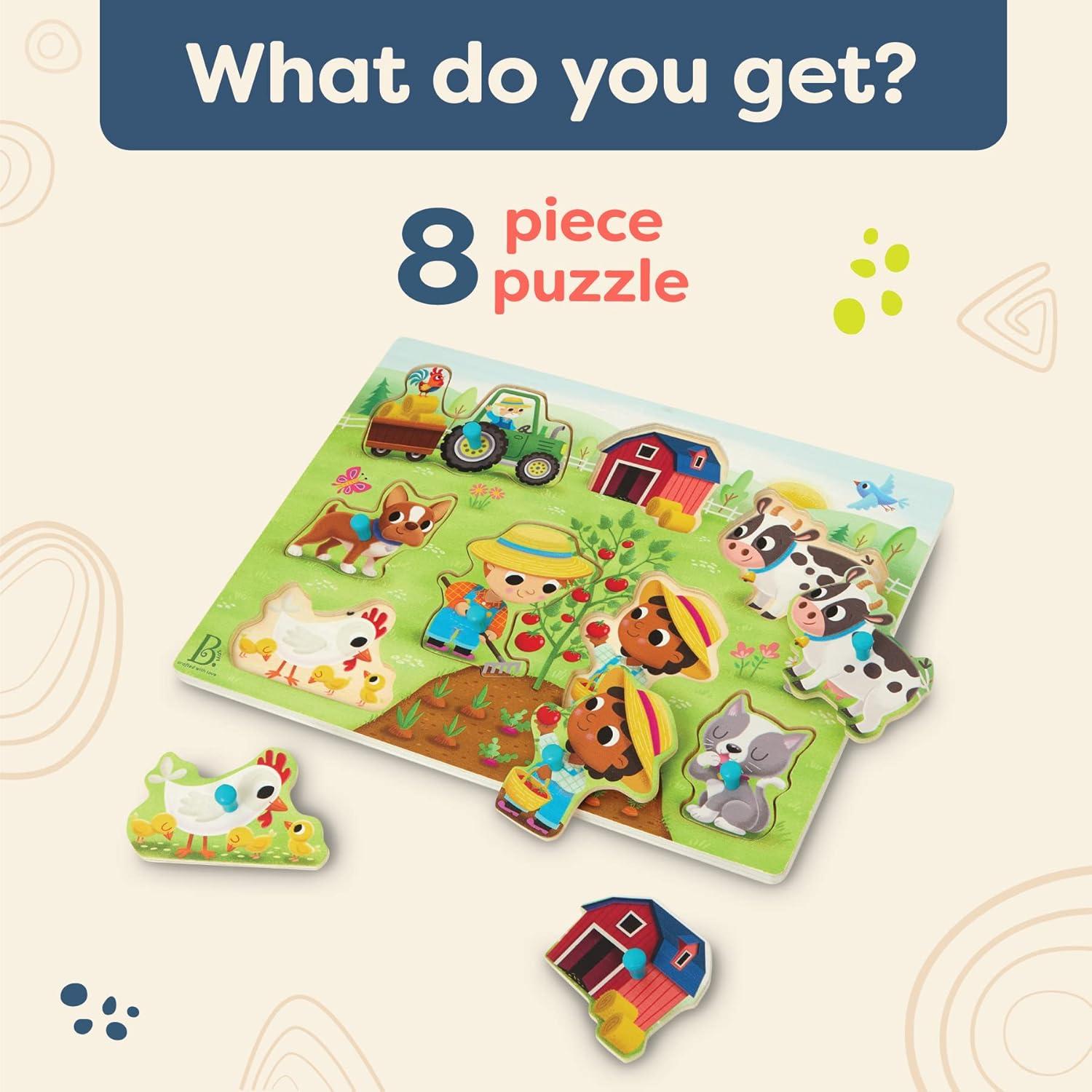 Rompecabezas de Granja B. toys - 8 Piezas de Madera