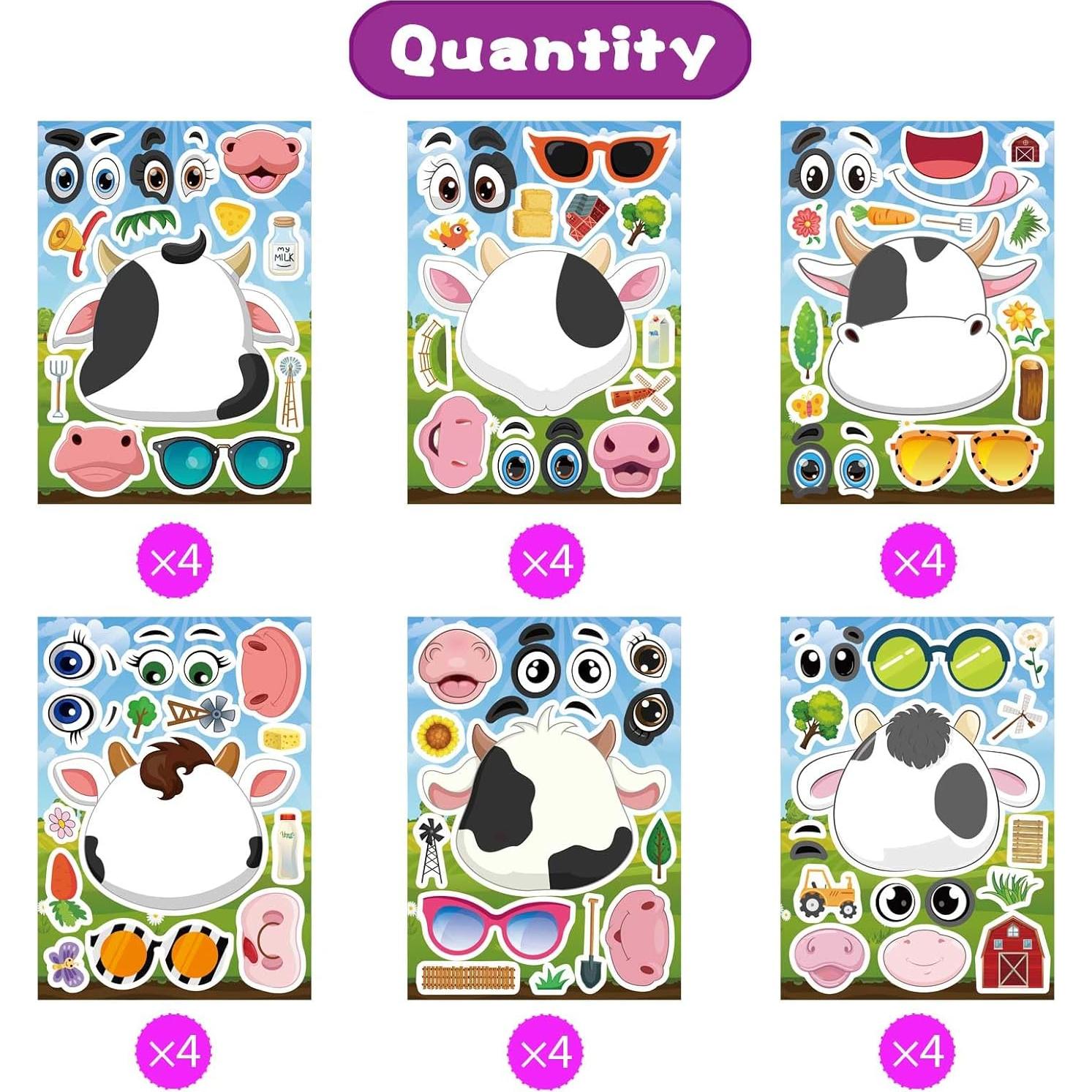 Calcomanías de Vacas DUJAA 24 Piezas Creativas para Niños