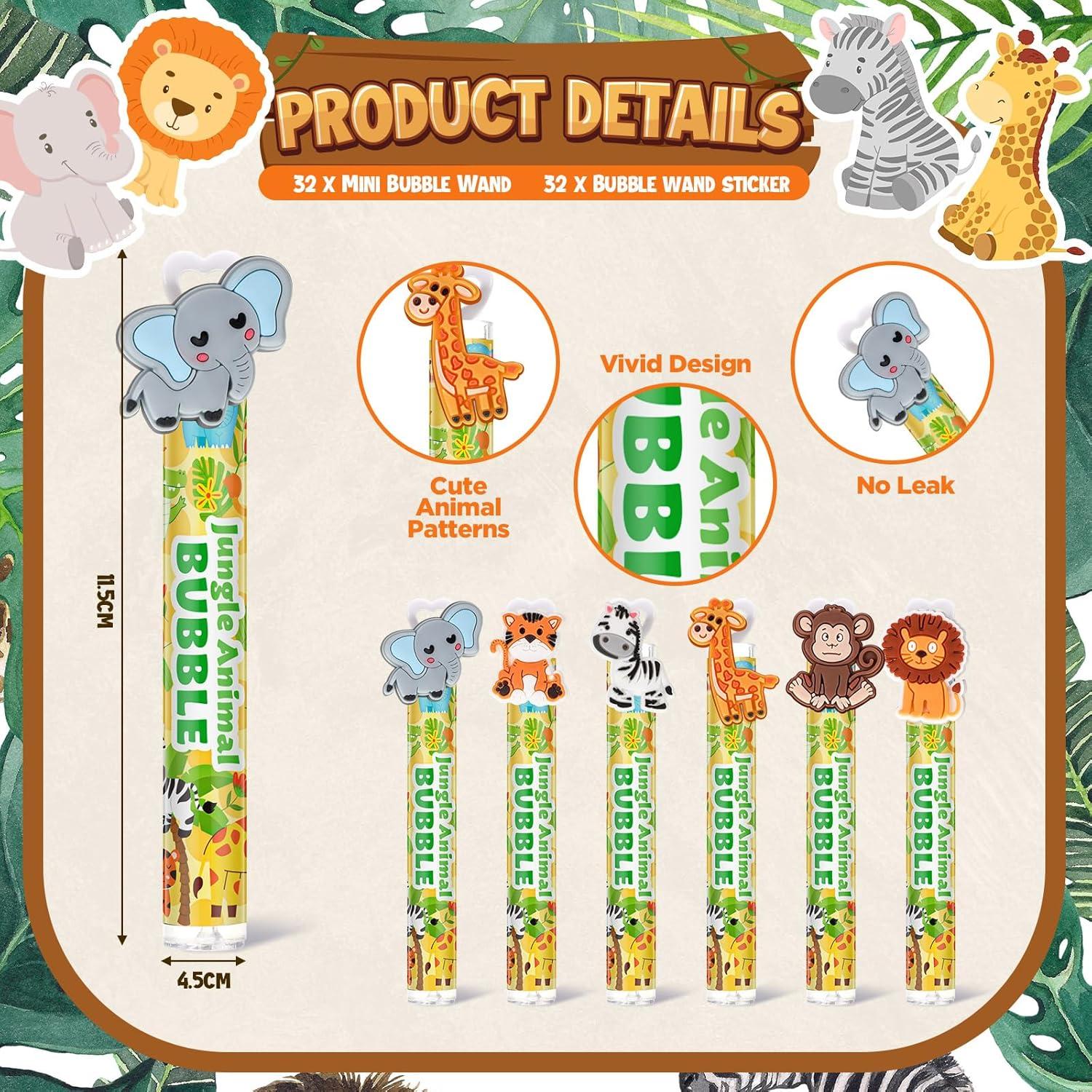 Varitas de Burbujas Shappy 32 Pcs Animales Selva 10,67 cm