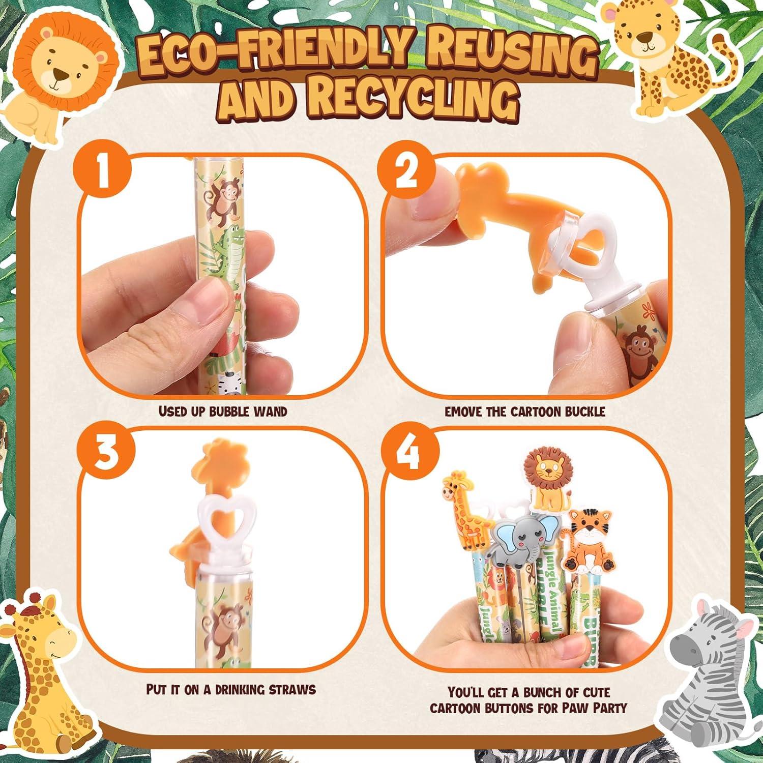 Varitas de Burbujas Shappy 32 Pcs Animales Selva 10,67 cm