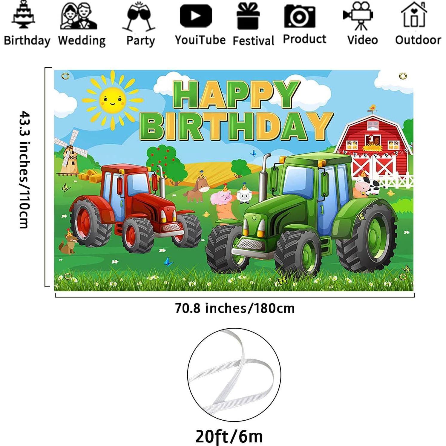 Fondo de Cumpleaños de Granja Avezano 180x110 cm Decoración