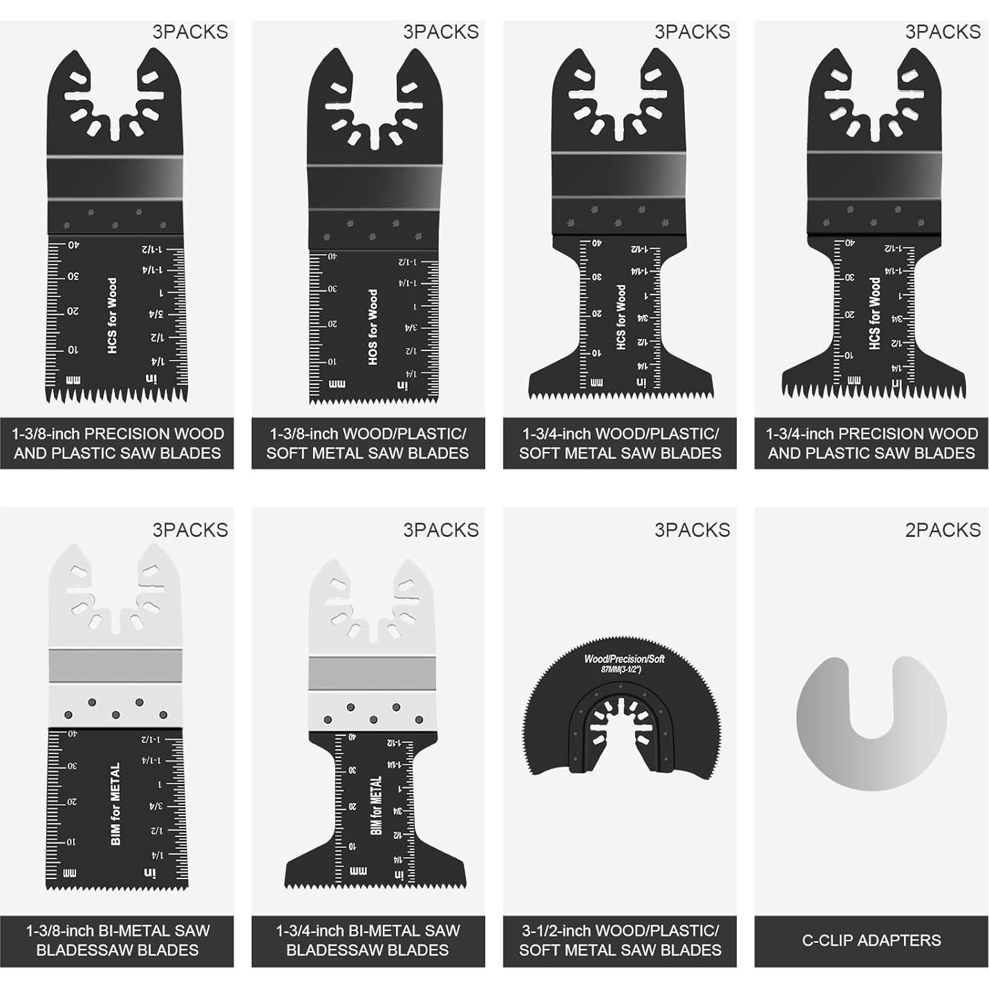 23 Piezas Cuchillas Oscilantes Farady para Madera y Metal