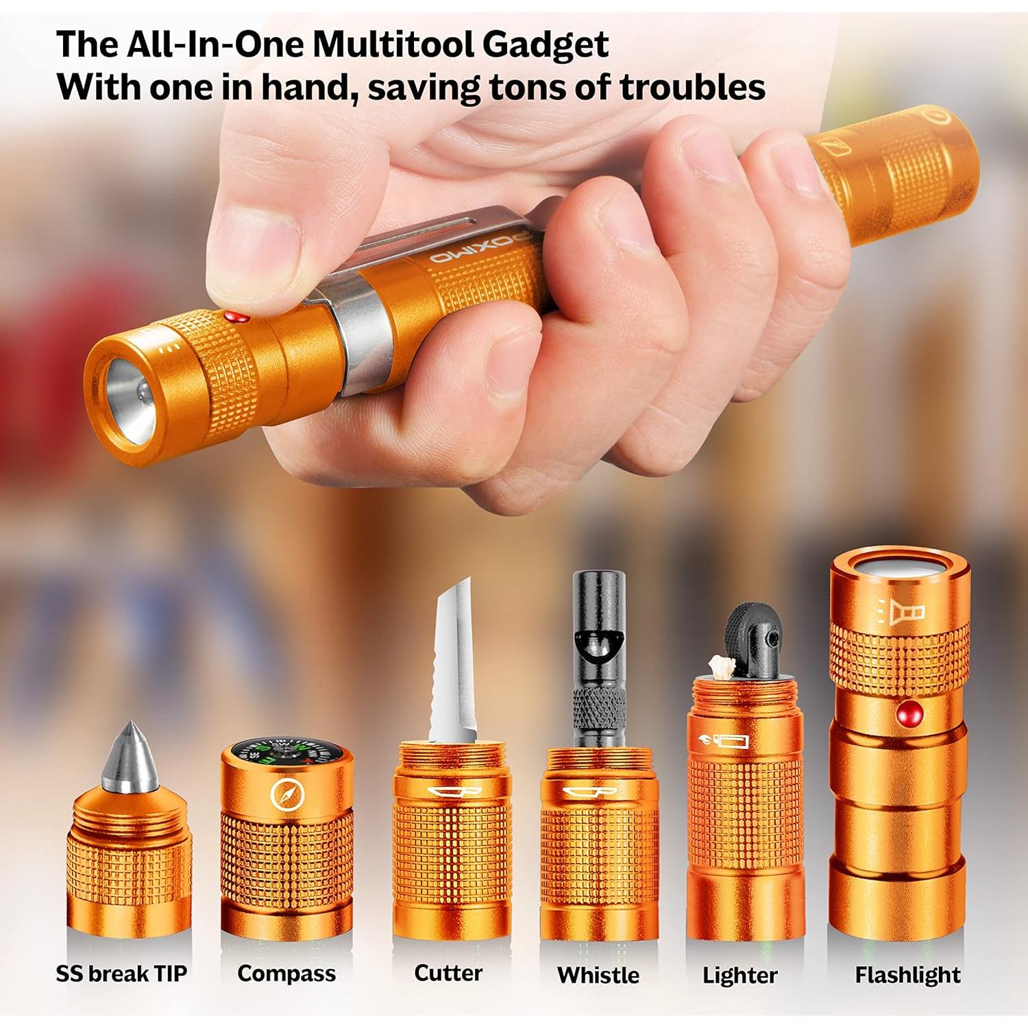 Multiherramienta POXIMO EDC 5-en-1 con Linterna y Cuchilla