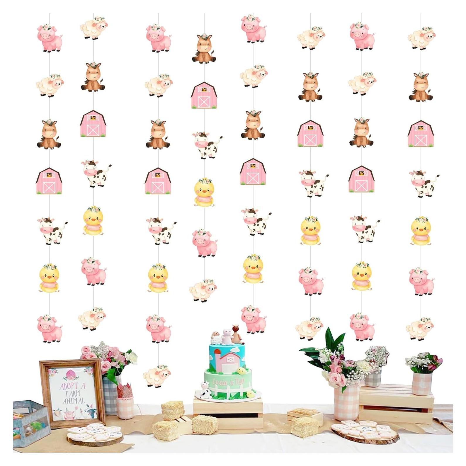 Banderas de Animales de Granja Cheereveal 8 Piezas Rosa