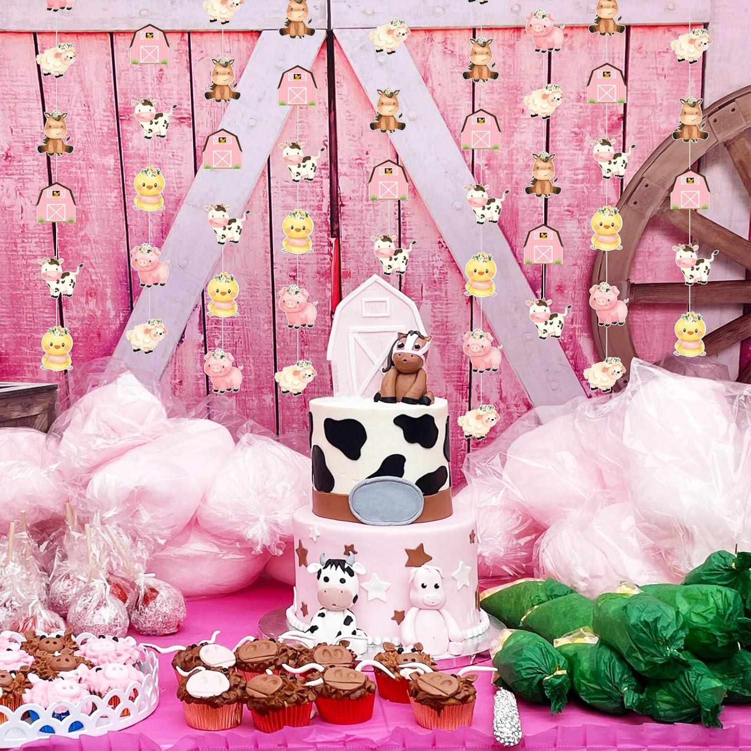 Banderas de Animales de Granja Cheereveal 8 Piezas Rosa