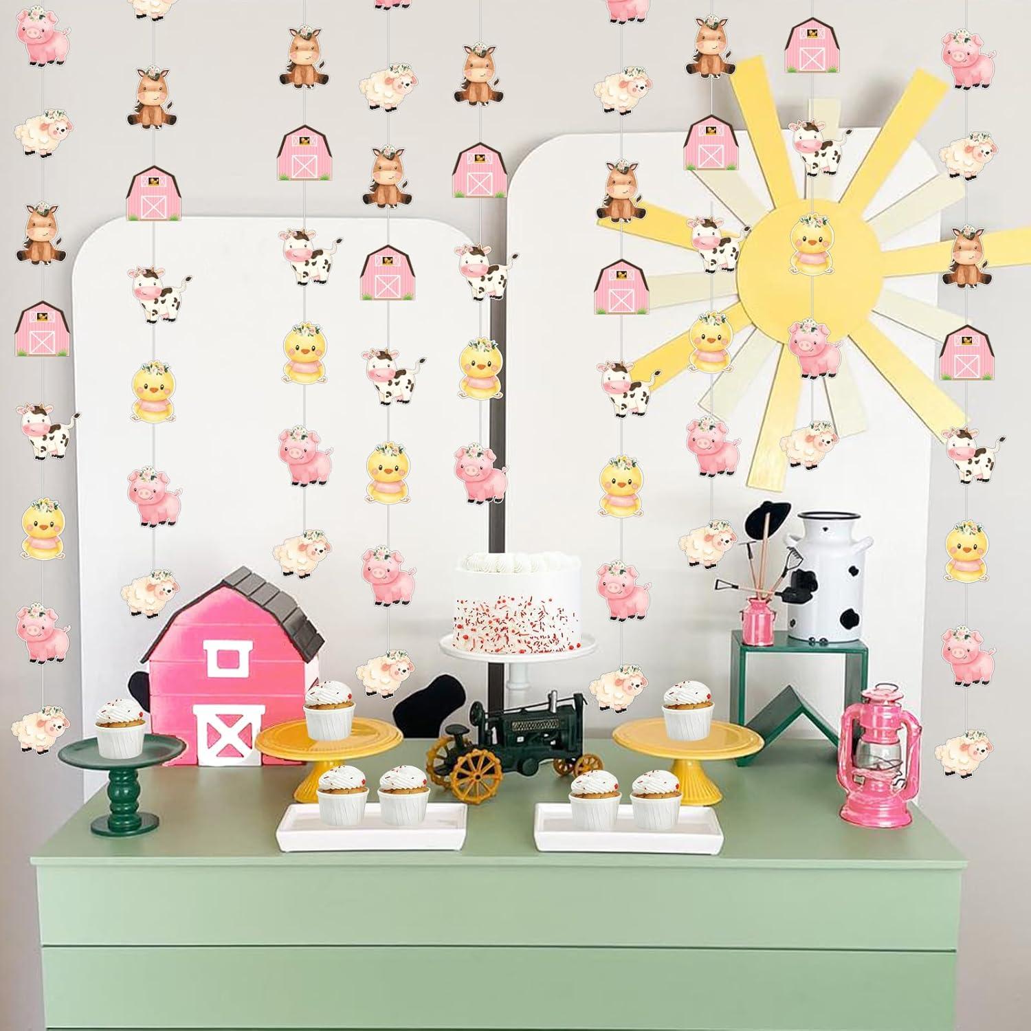 Banderas de Animales de Granja Cheereveal 8 Piezas Rosa