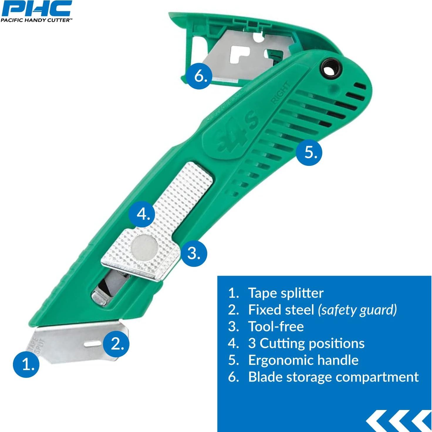 Cortador de Seguridad Retráctil Pacific Handy Cutter S4SR Verde