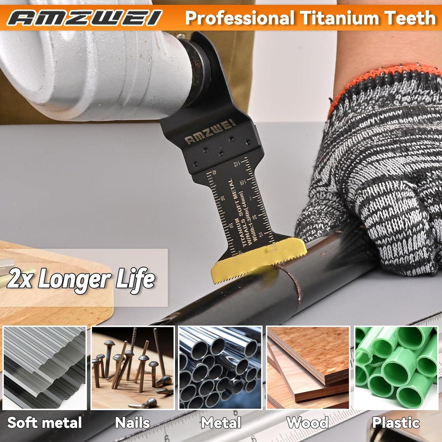 Juego de 25 Cuchillas Oscilantes Titanio Bi-Metal AMZWEI