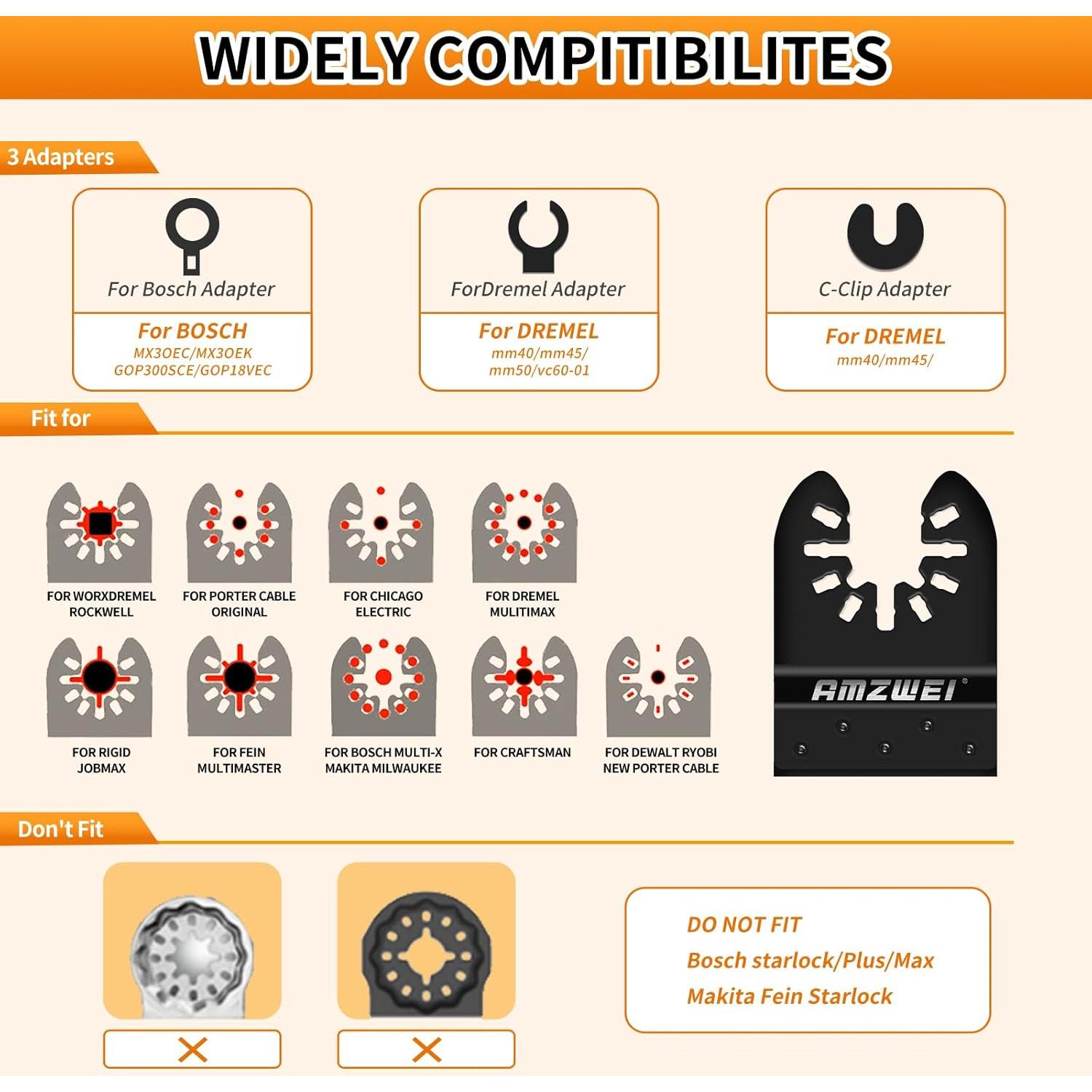 Juego de 25 Cuchillas Oscilantes Titanio Bi-Metal AMZWEI