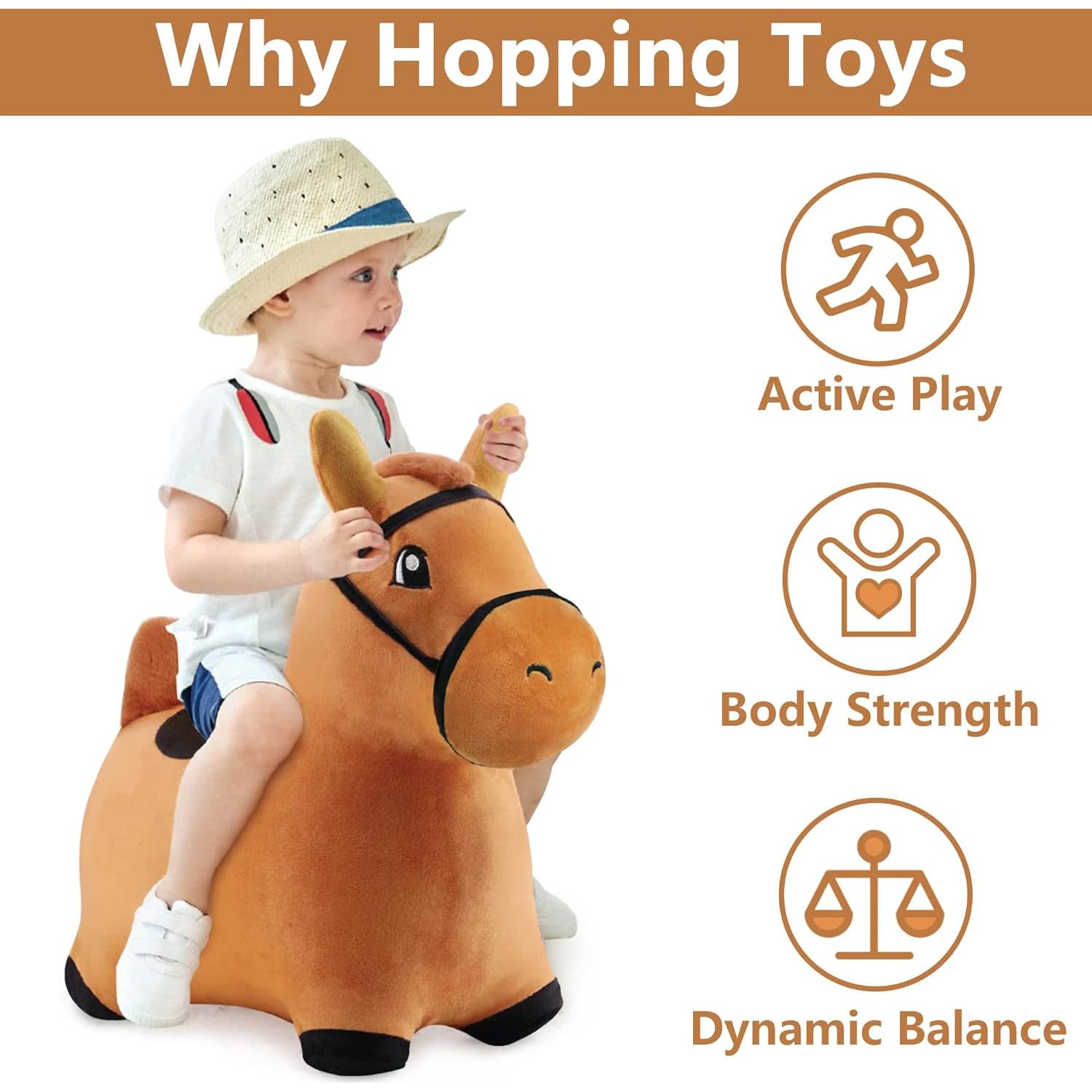 Caballo Saltarín Marrón iPlay, Juguete Inflable para Niños