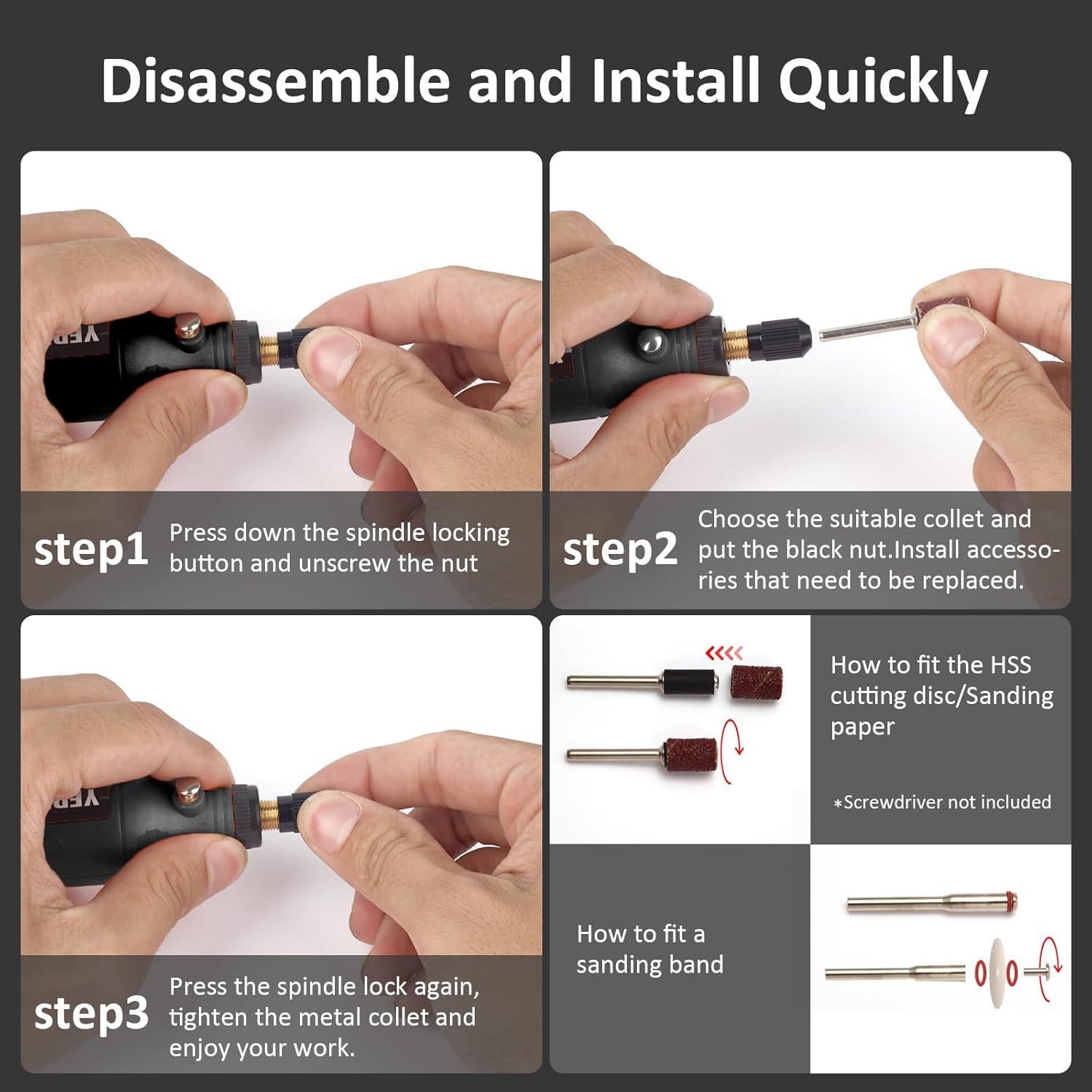 Mini Amoladora Eléctrica Inalámbrica YEPLING 3.7V 72 Accesorios