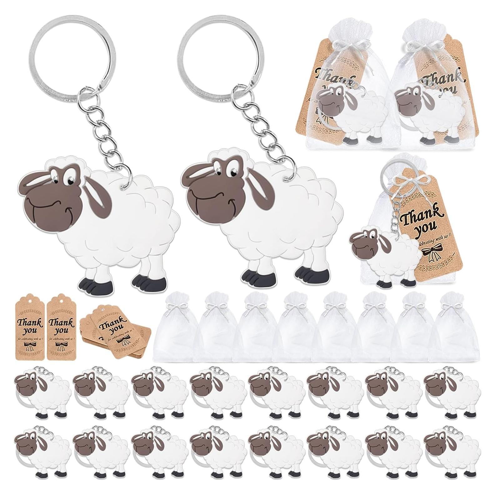 CiciBear 60 Paquete Fiesta Oveja - Llaveros, Etiquetas, Bolsas