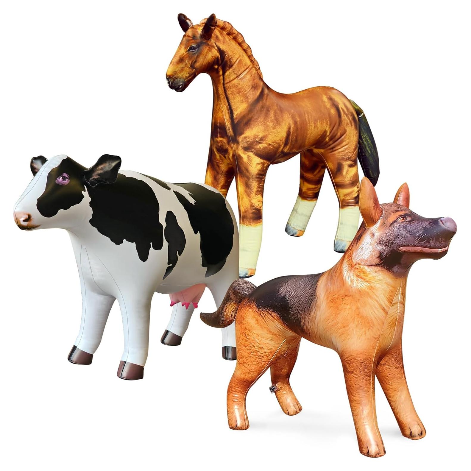 Jet Creations Animales Inflables 3PK Vaca Caballo Pastor