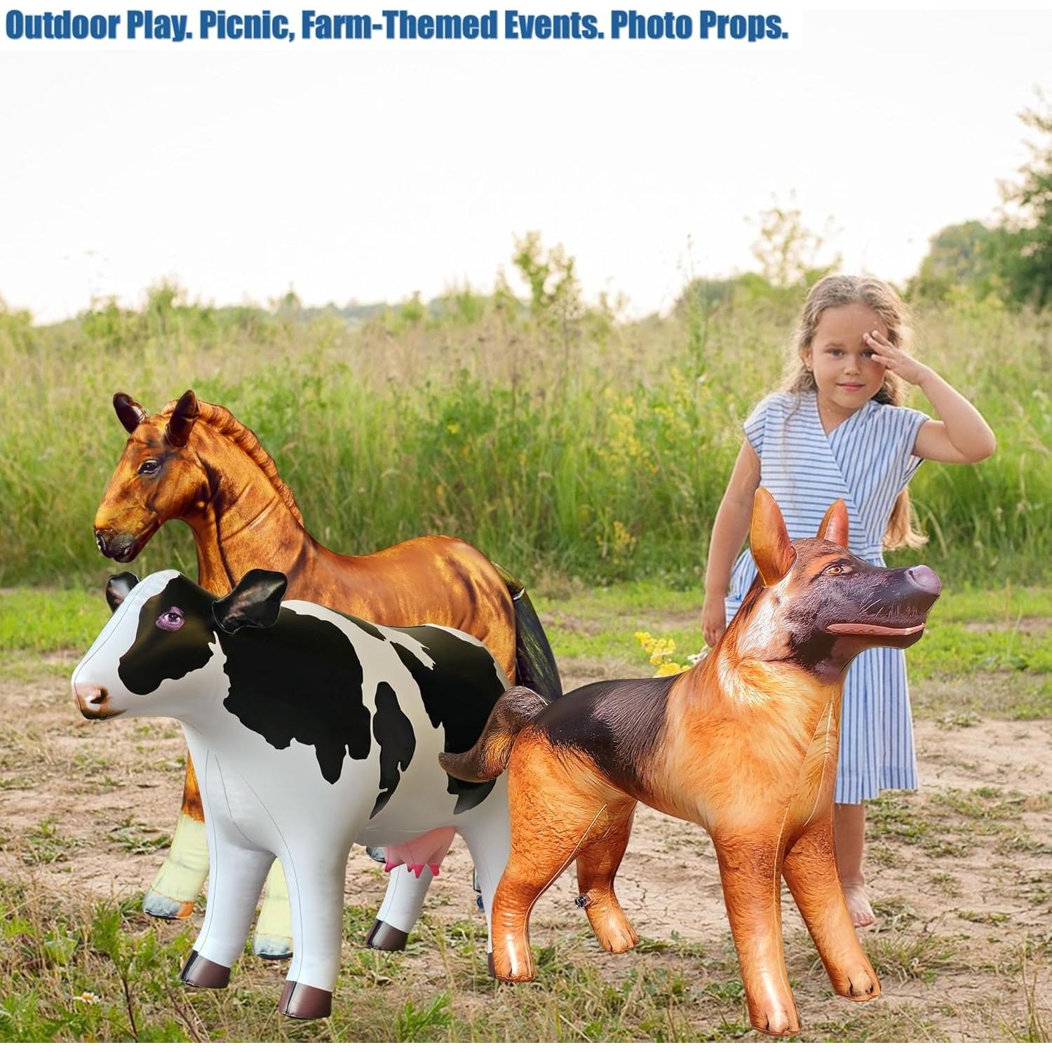 Jet Creations Animales Inflables 3PK Vaca Caballo Pastor